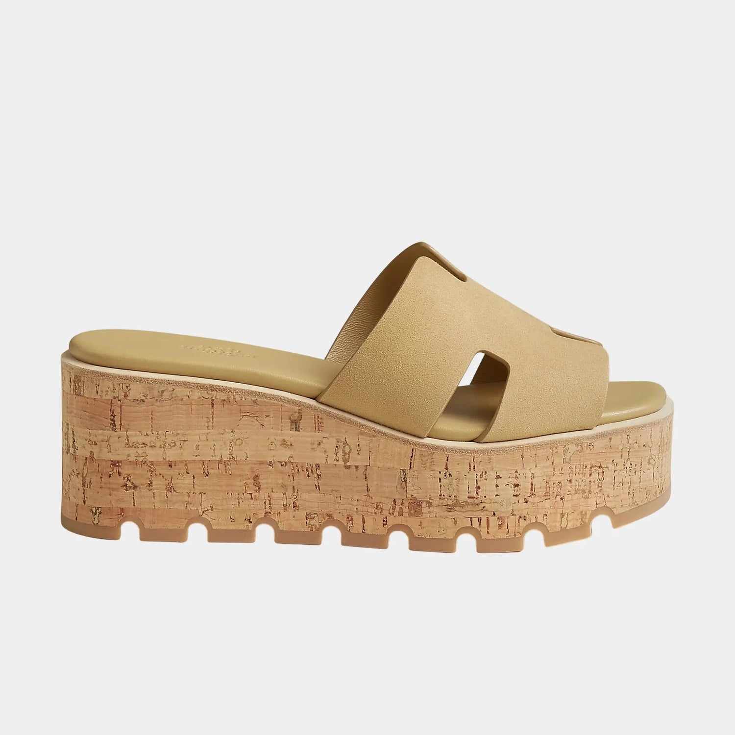 Hermes Eze 30 Sandals Suede Goatskin, Beige Albatre, Side