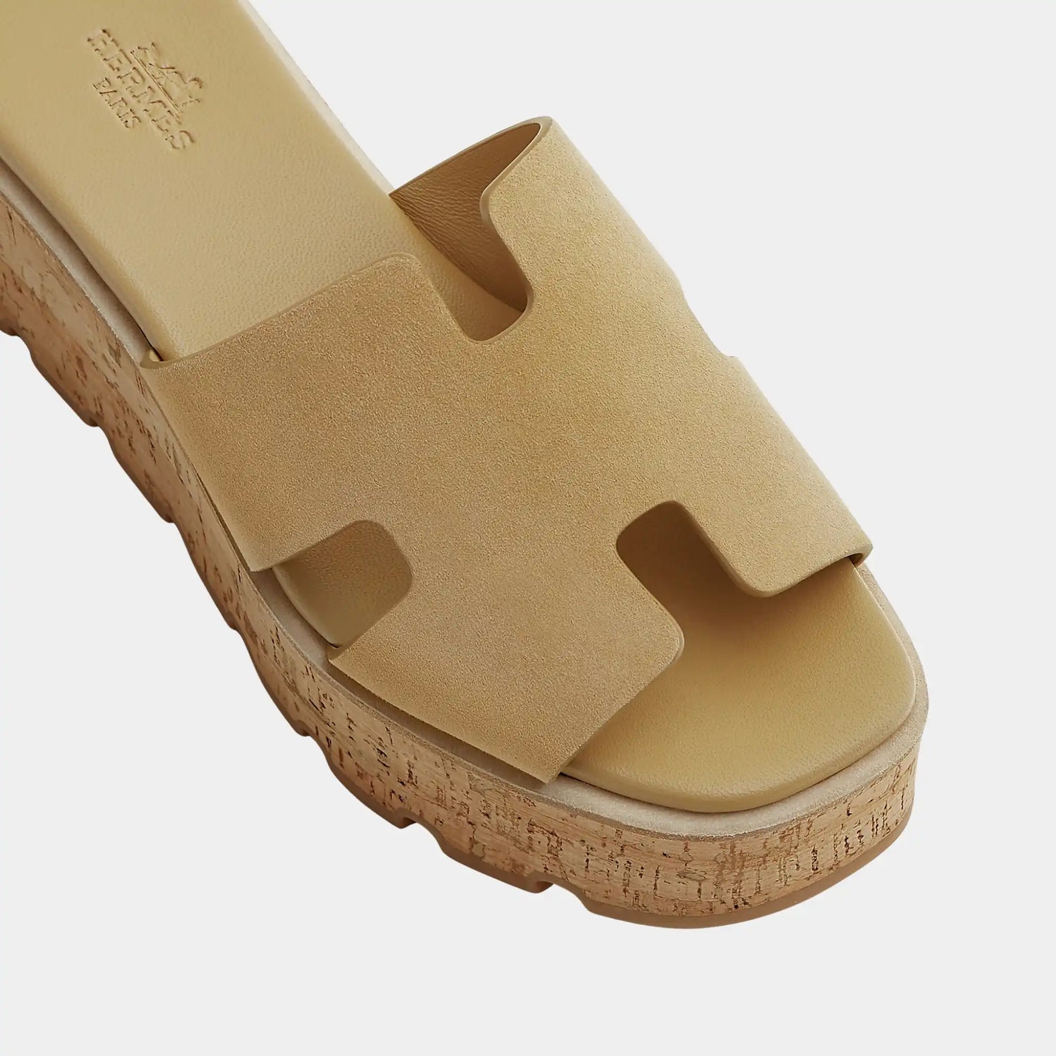 Hermes Eze 30 Sandals Suede Goatskin, Beige Albatre, Top