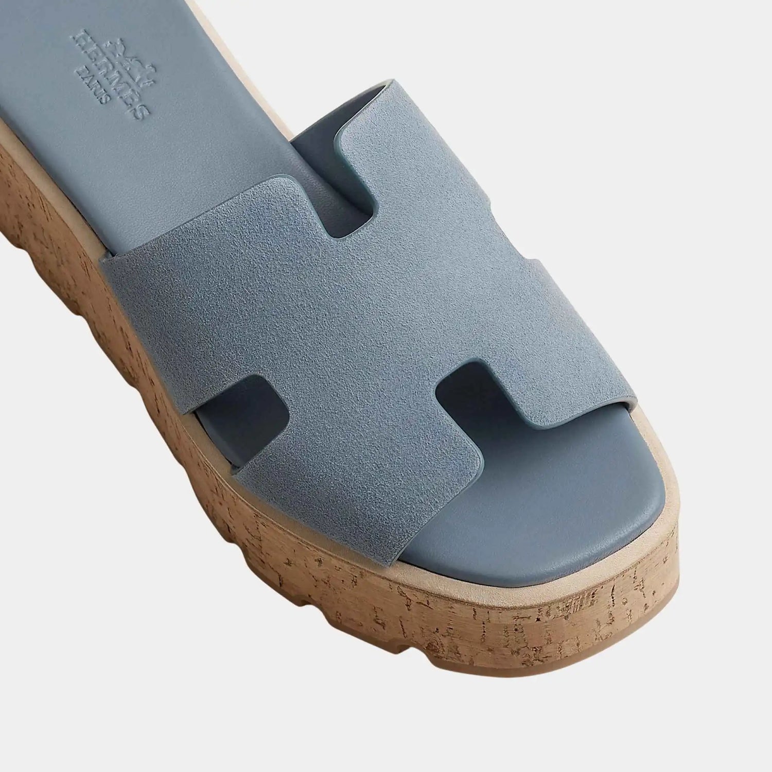 Hermes Eze 30 Sandals Suede Goatskin, Rouge Tomette, Bleu Grignon, Top