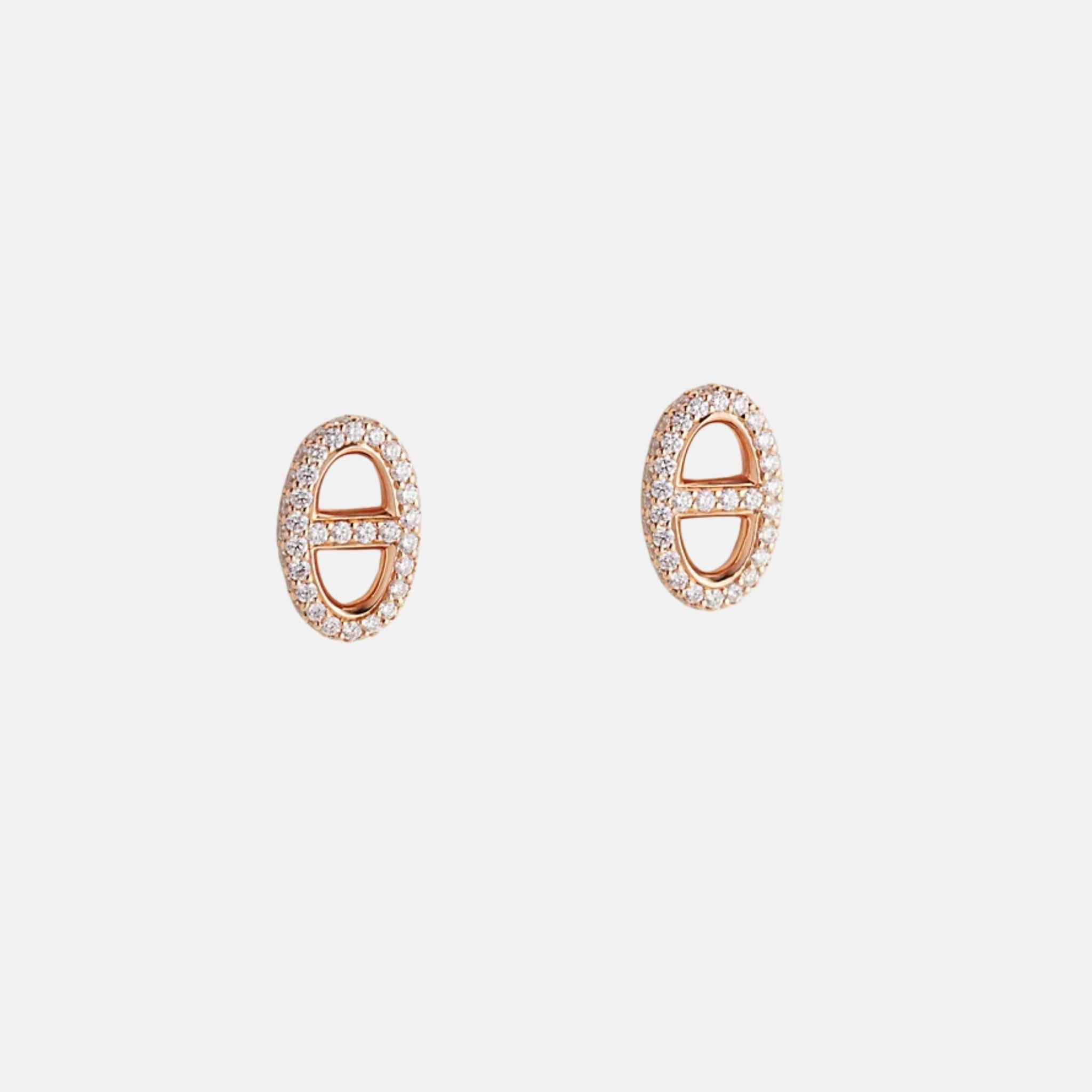 Hermes Farandole Earrings Rose Gold Diamonds, Front