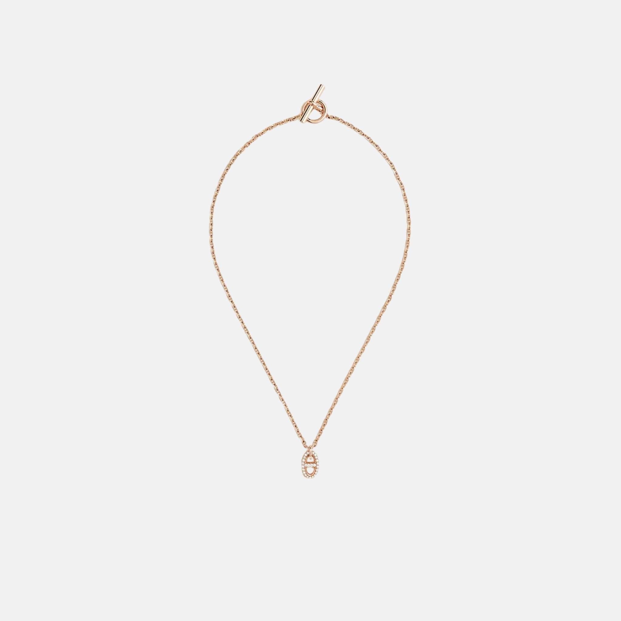 Hermes Farandole Pendant Small Model Rose Gold Diamonds, Front