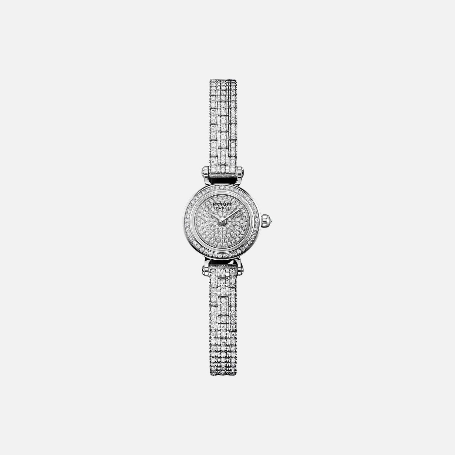 Hermes Faubourg Joaillerie Watch Mini 16mm White Gold Bracelet, Front