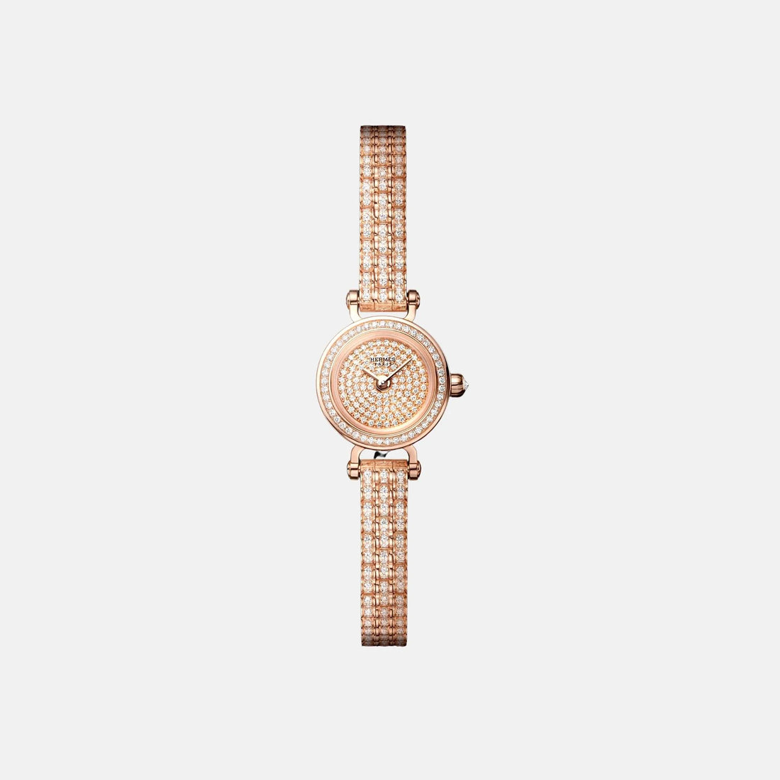 Hermes Faubourg Watch Mini 15mm Rose Gold Diamond Bracelet
