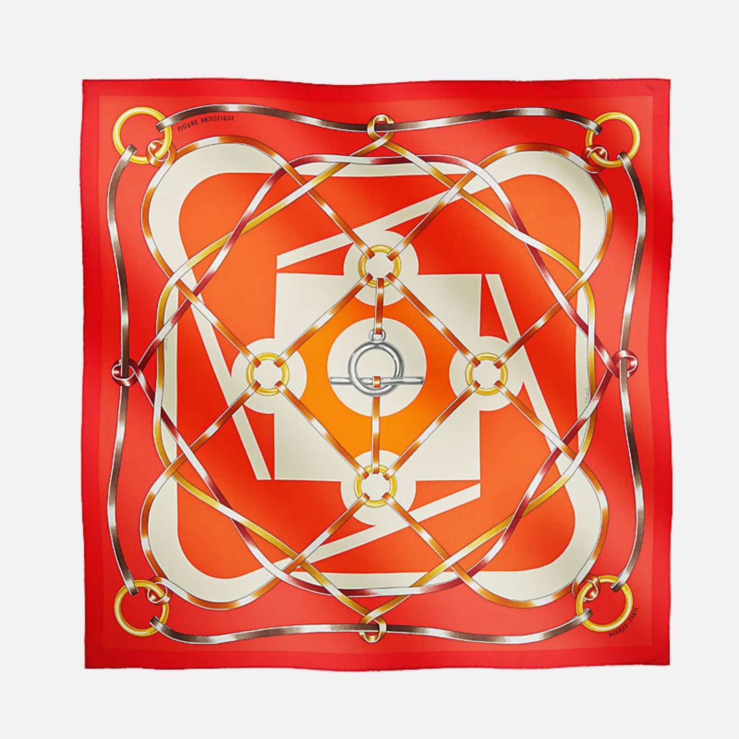 Hermes Figure Artistique scarf 90, Orange, Front