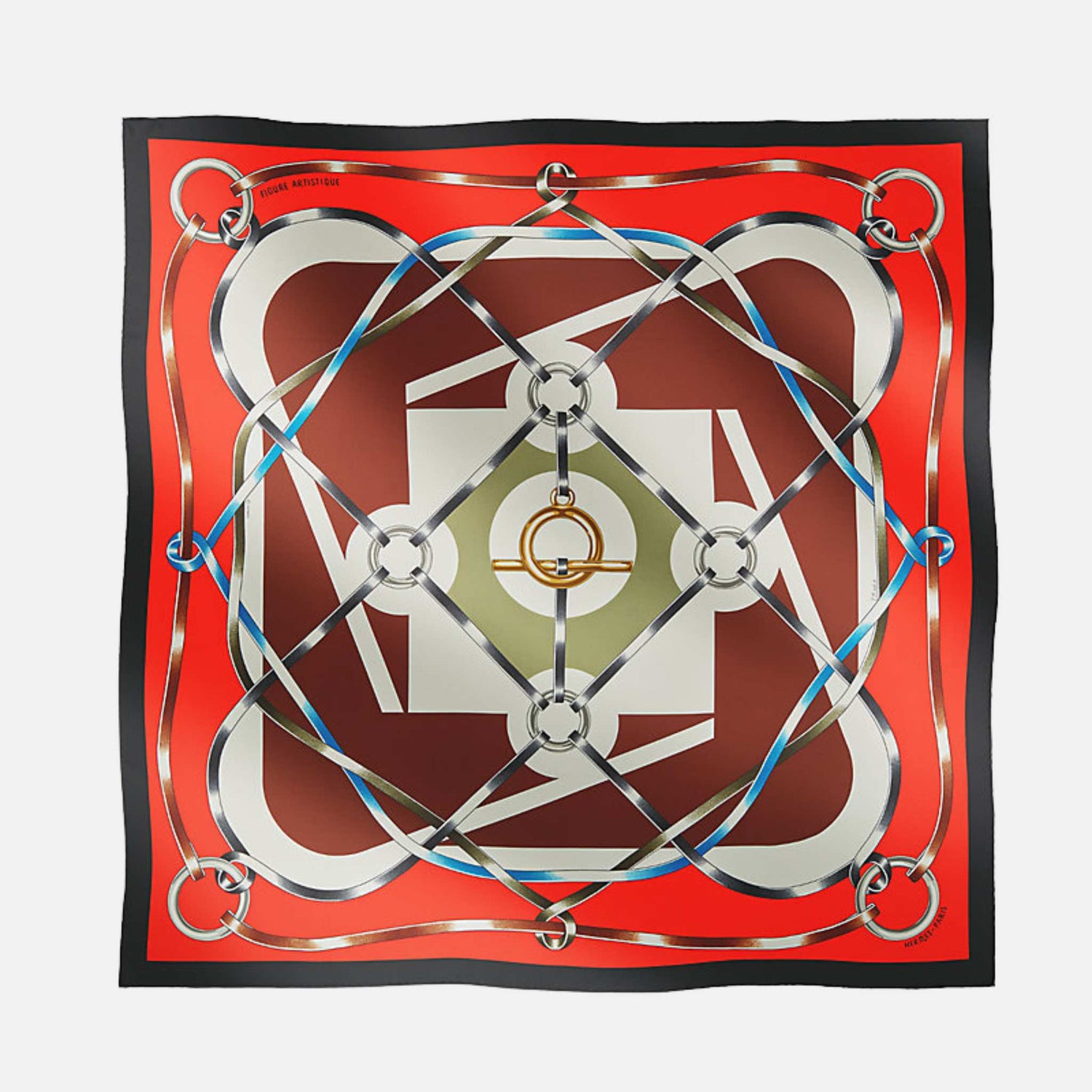 Hermes Figure Artistique scarf 90, Red, Front