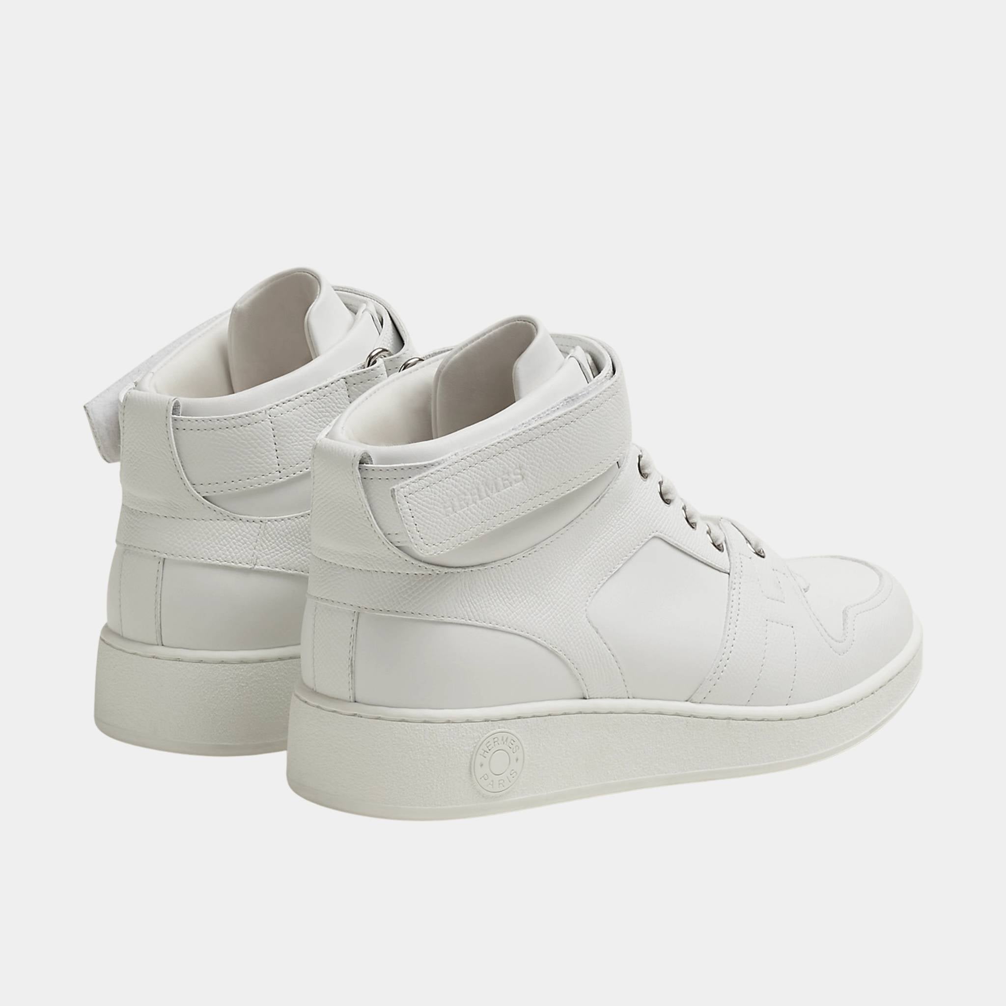 Hermes Freestyle Sneaker in Calfskin and Epsom Calfskin, Blanc, Back