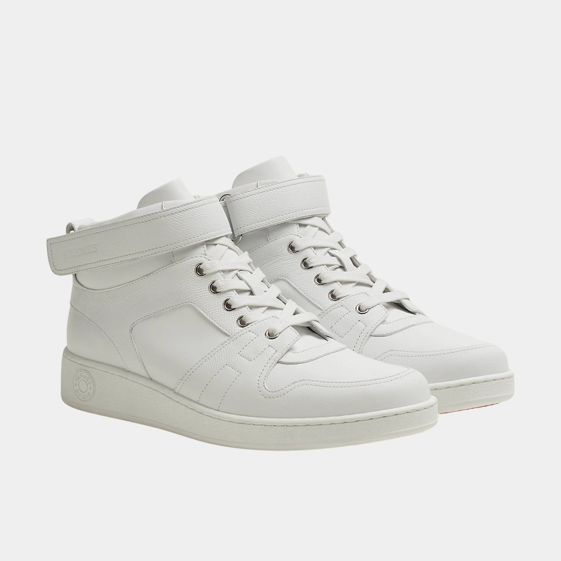 Hermes Freestyle Sneaker in Calfskin and Epsom Calfskin, Blanc, Front