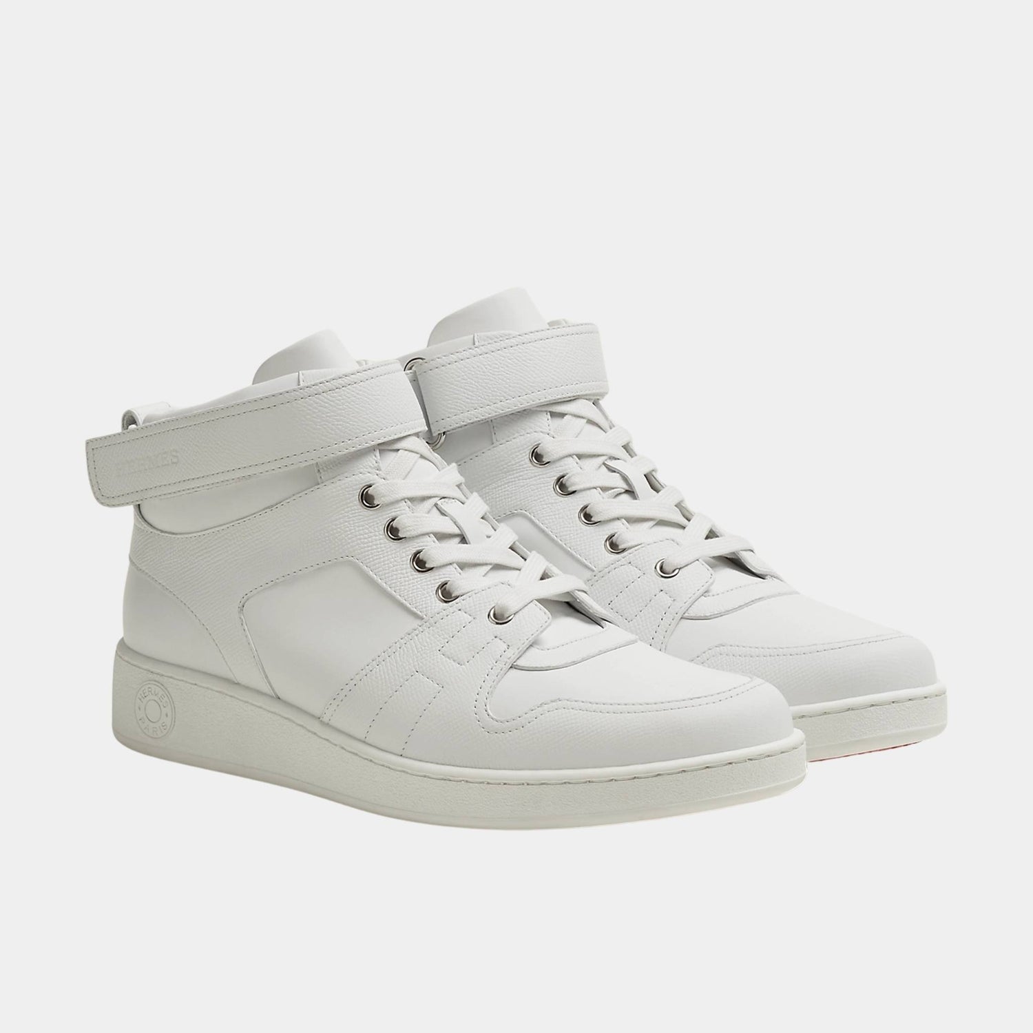 Hermes Freestyle Sneaker in Calfskin and Epsom Calfskin, Blanc, Front