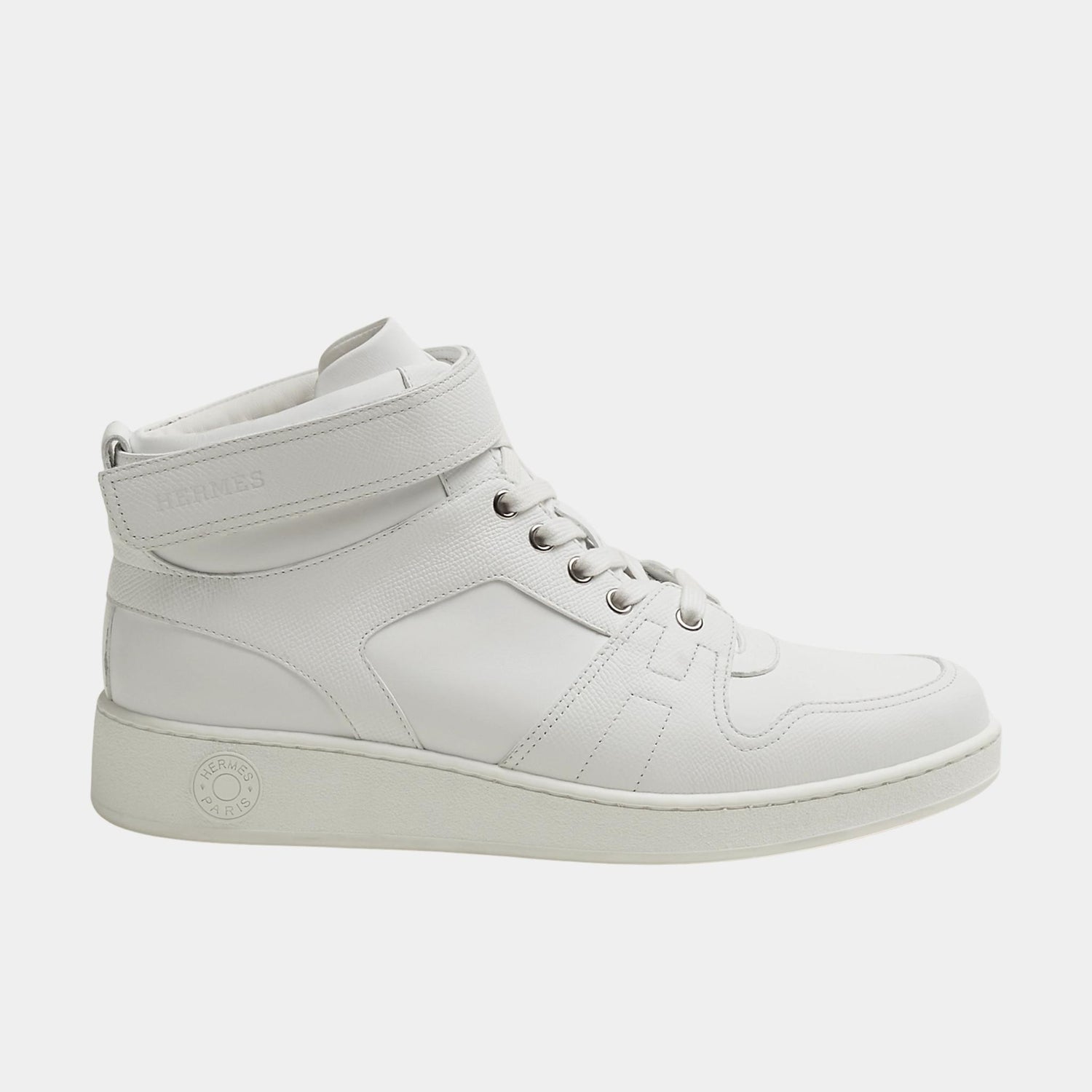 Hermes Freestyle Sneaker in Calfskin and Epsom Calfskin, Blanc, Side