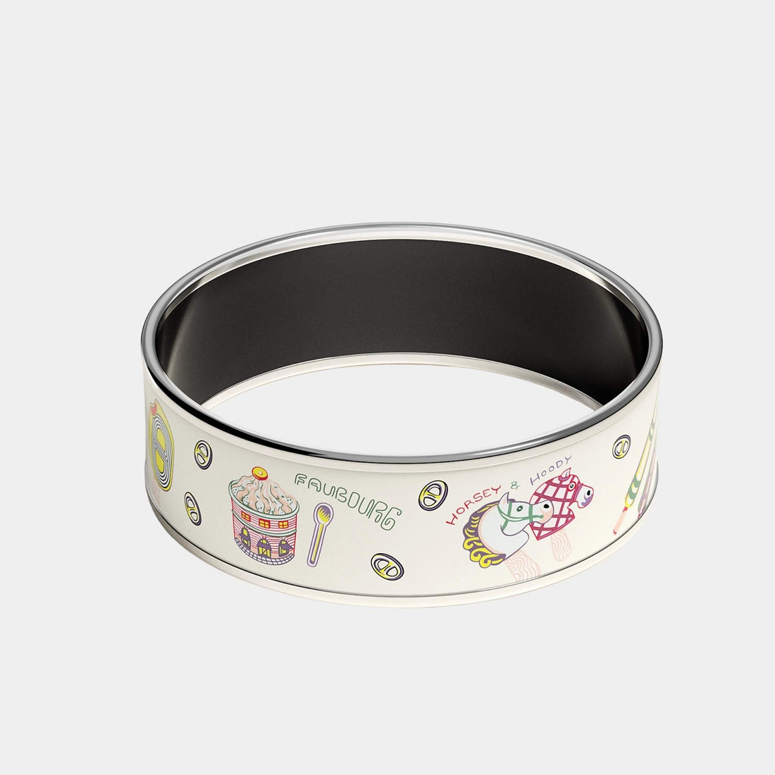 Hermes Funny Ice Cream Wide Bangle Palladium Plated