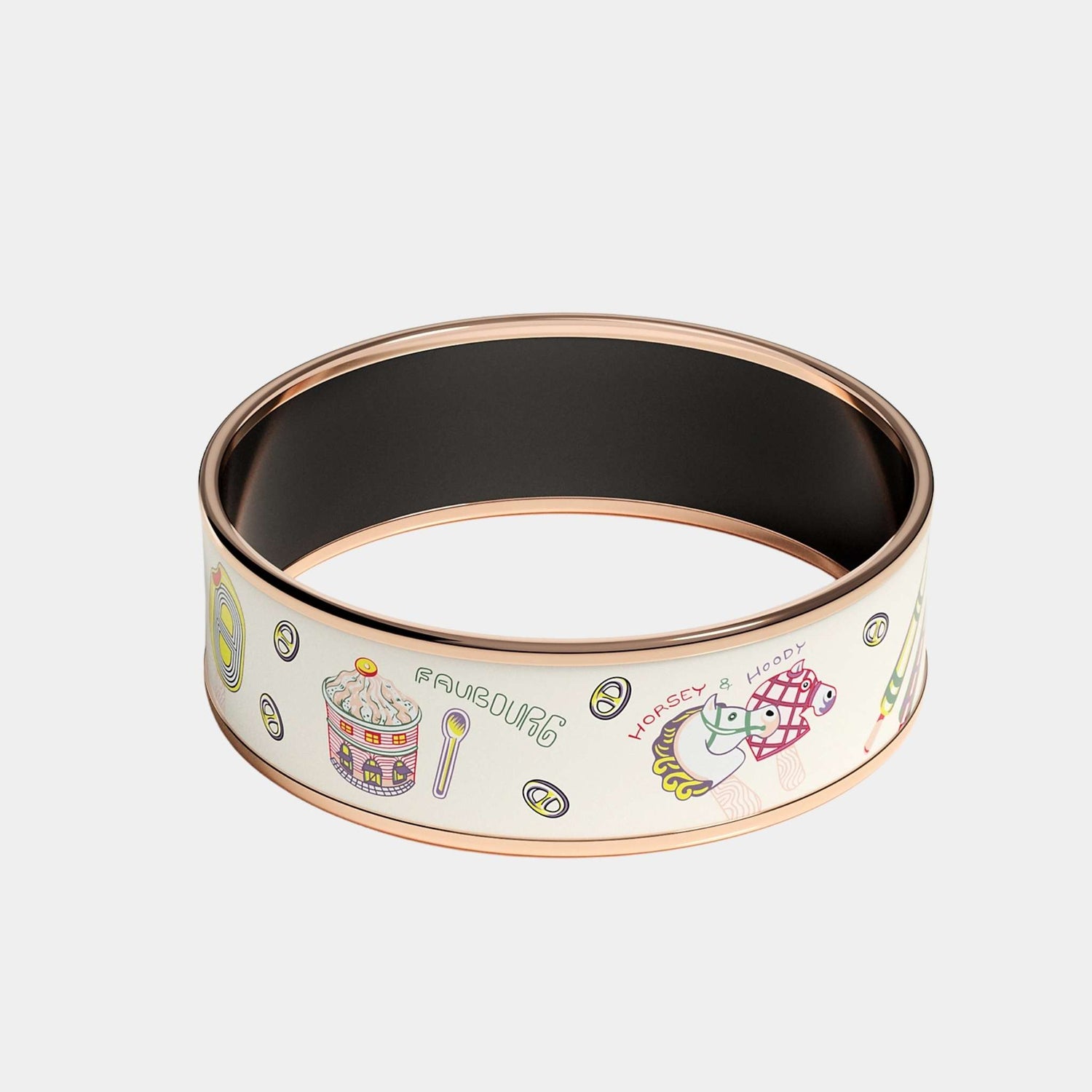 Hermes Funny Ice Cream Wide Bangle Rose Gold Plated