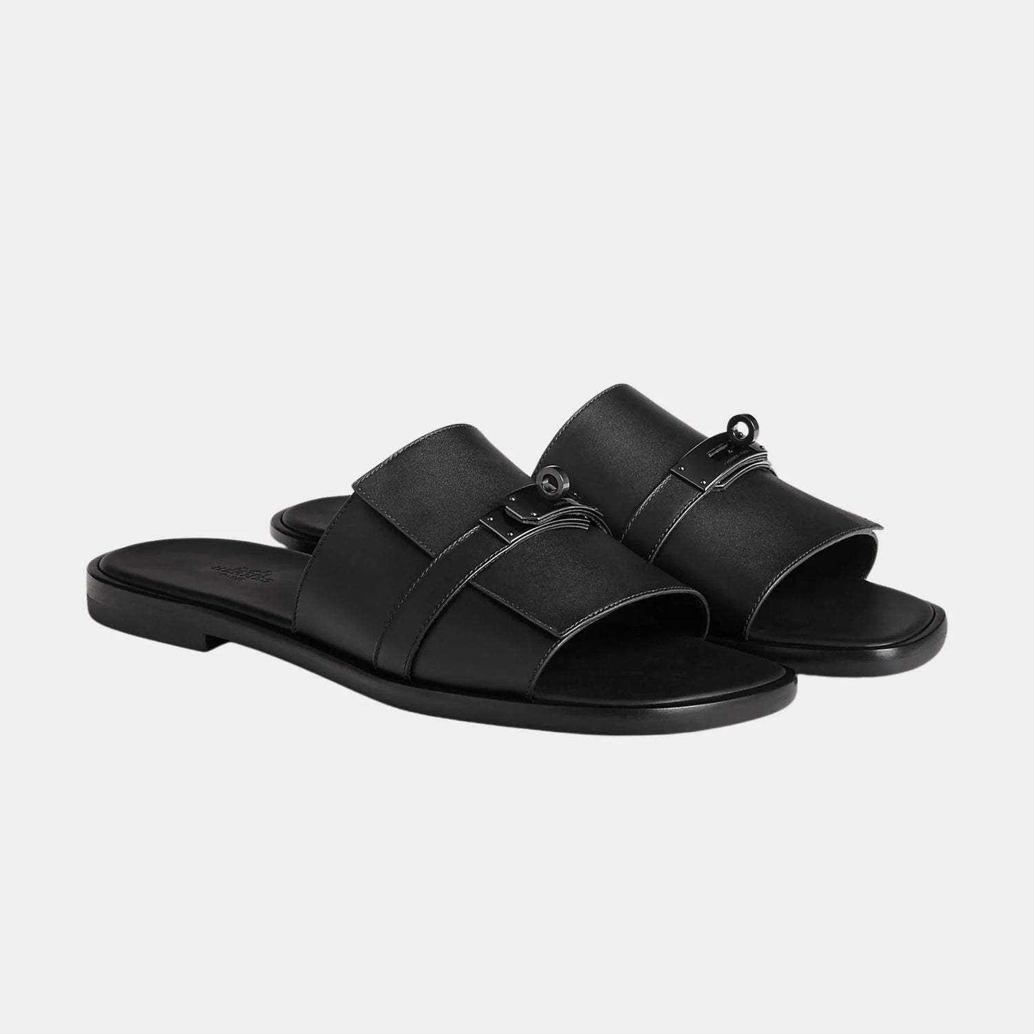 Hermes Gabriel Sandal in Calfskin, Noir, Front