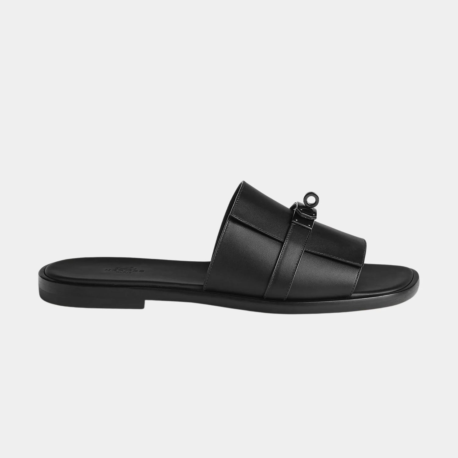 Hermes Gabriel Sandal in Calfskin, Noir, Side
