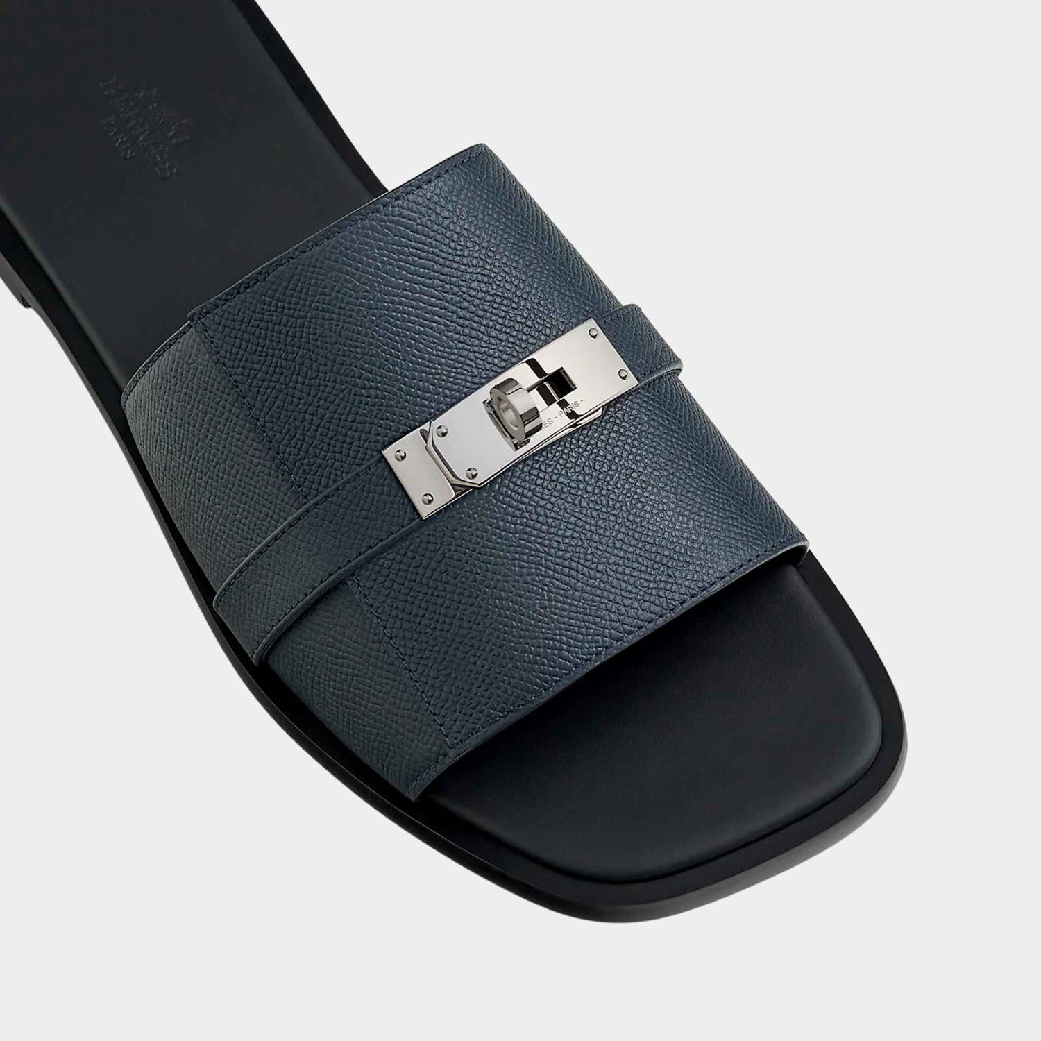 Hermes Gabriel Sandal Epsom Calfskin Palladium Plated Buckle, Marine, Top