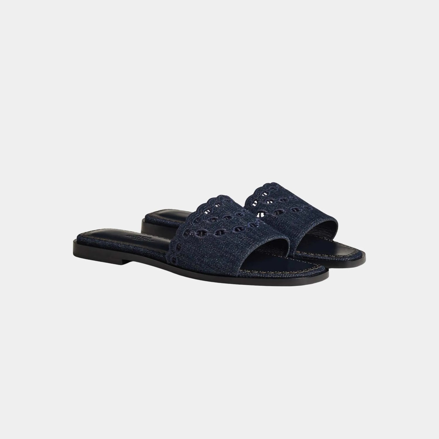 Hermes Gaelle Sandal Denim, Bleu Marine, Front