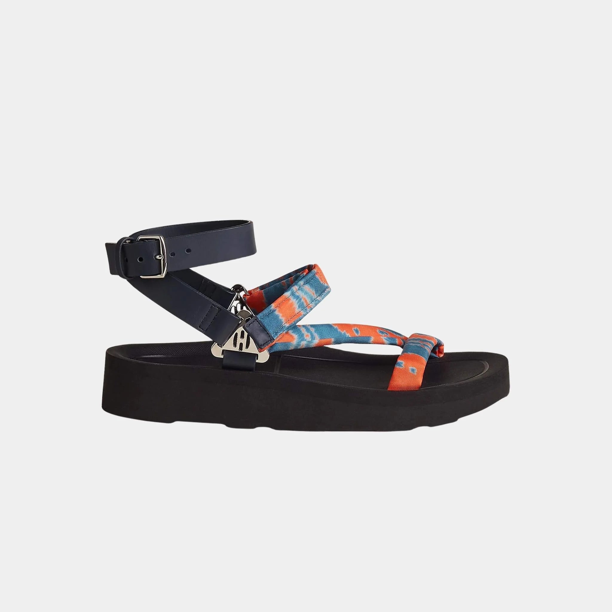 Hermes Galaxy Sandal Printed Silk And Calfskin, Side