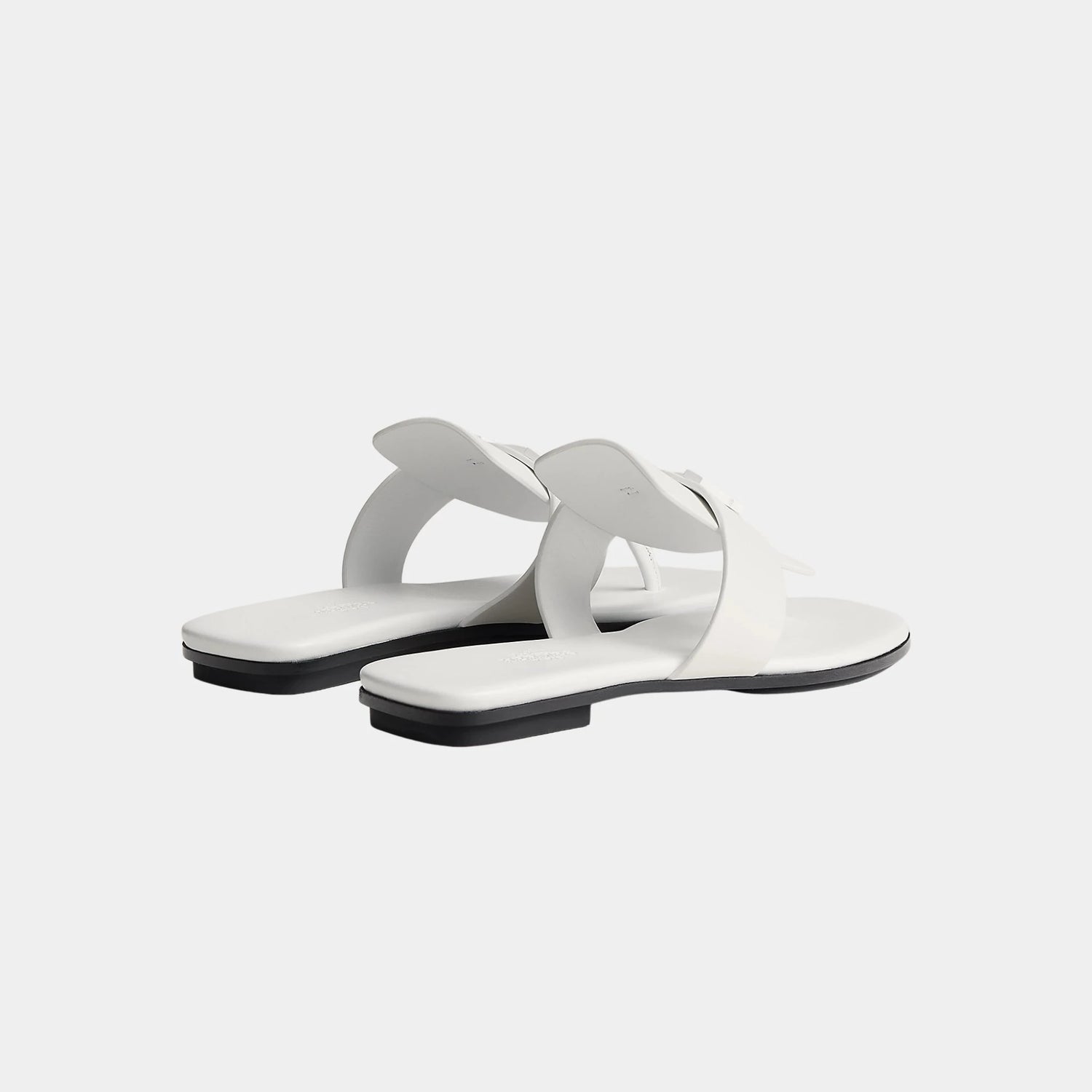 Hermes Galerie Sandal Calfskin With Tone-On-Tone Metal Buckle, Blanc, Back