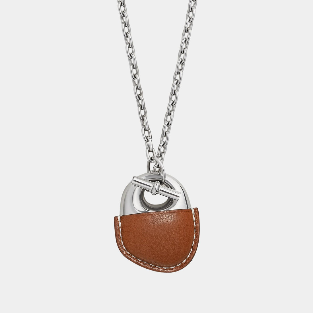 Hermes Galet Gaine Necklace Barenia Calfskin, Fauve