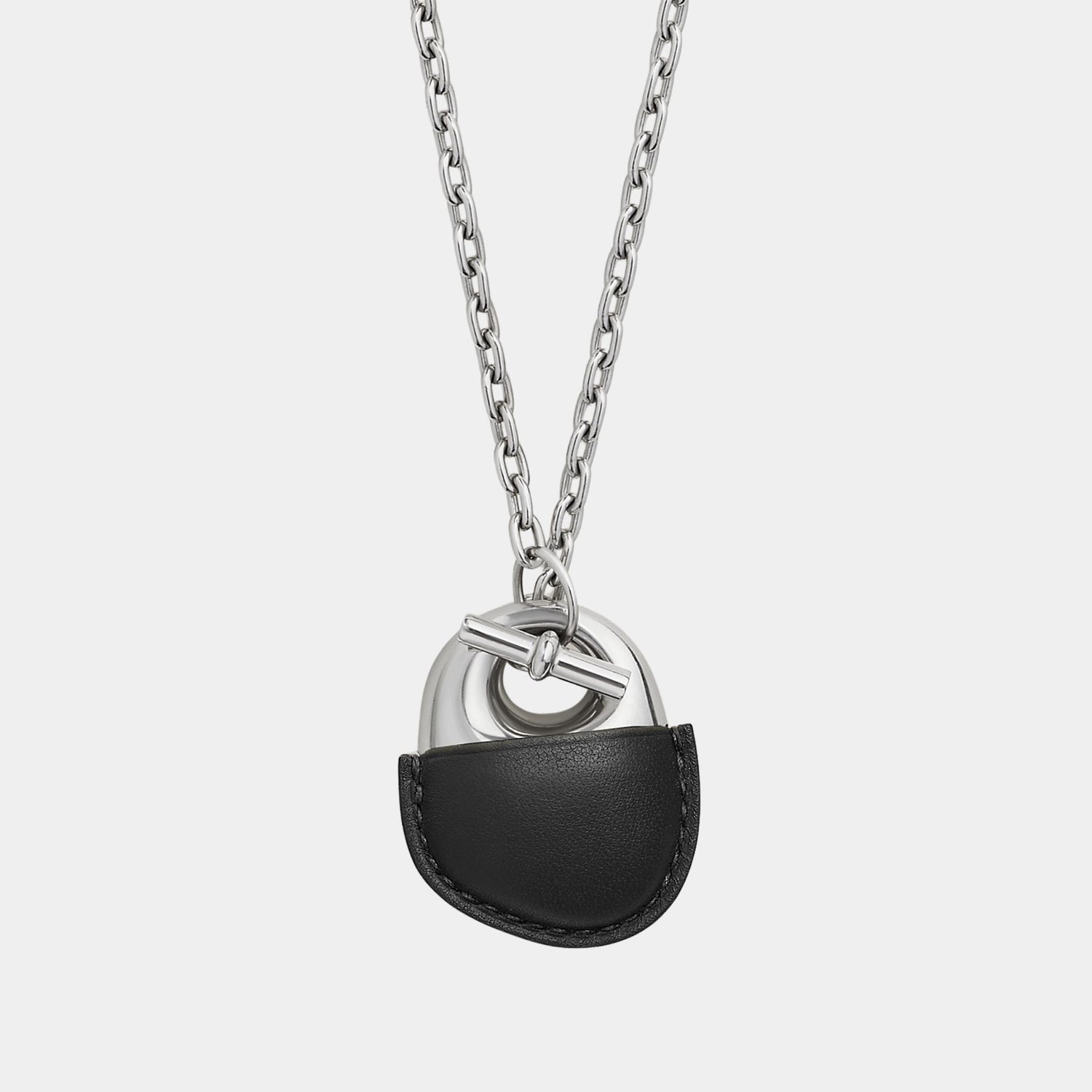 Hermes Galet Gaine Necklace Swift Calfskin, Noir
