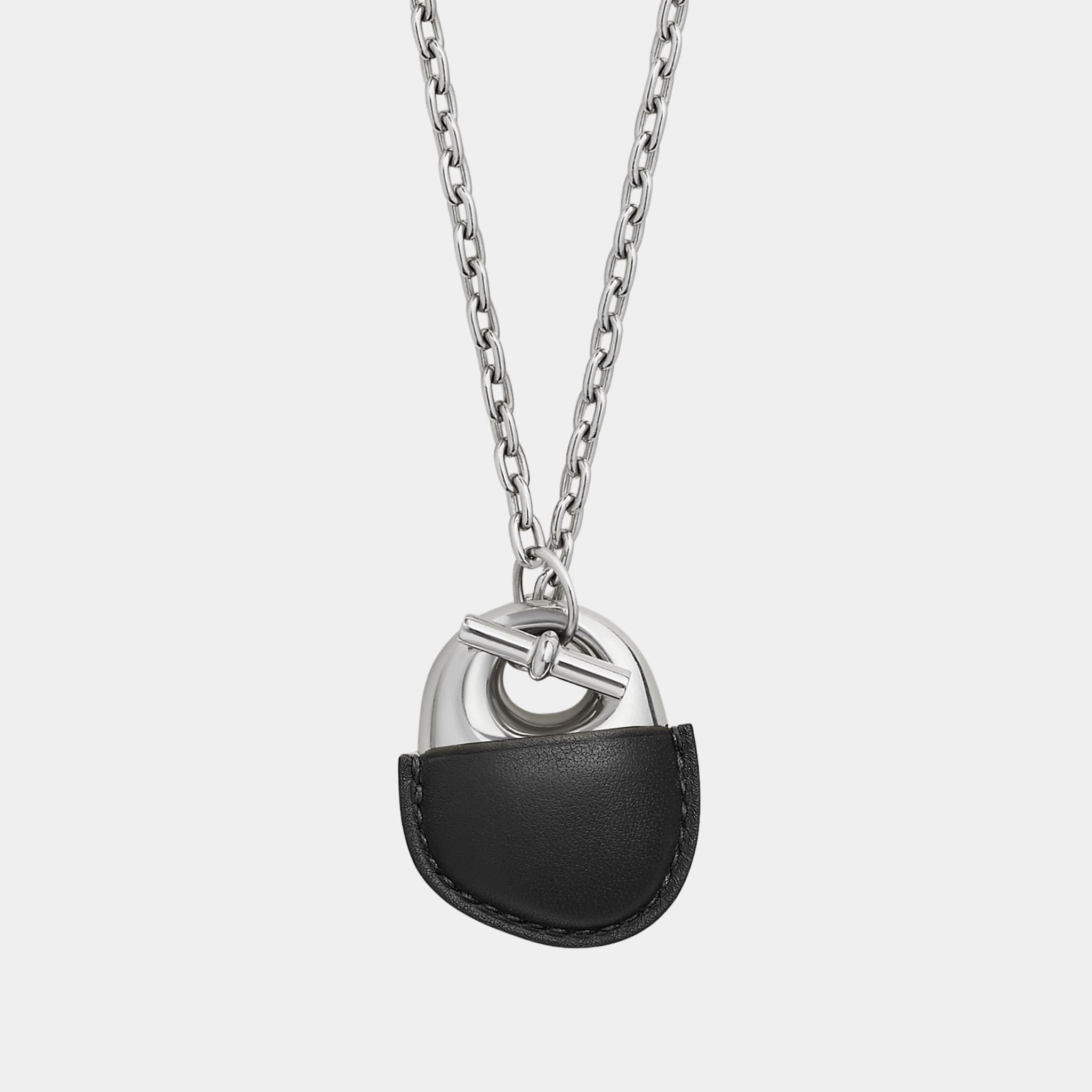 Hermes Galet Gaine Necklace Swift Calfskin, Noir
