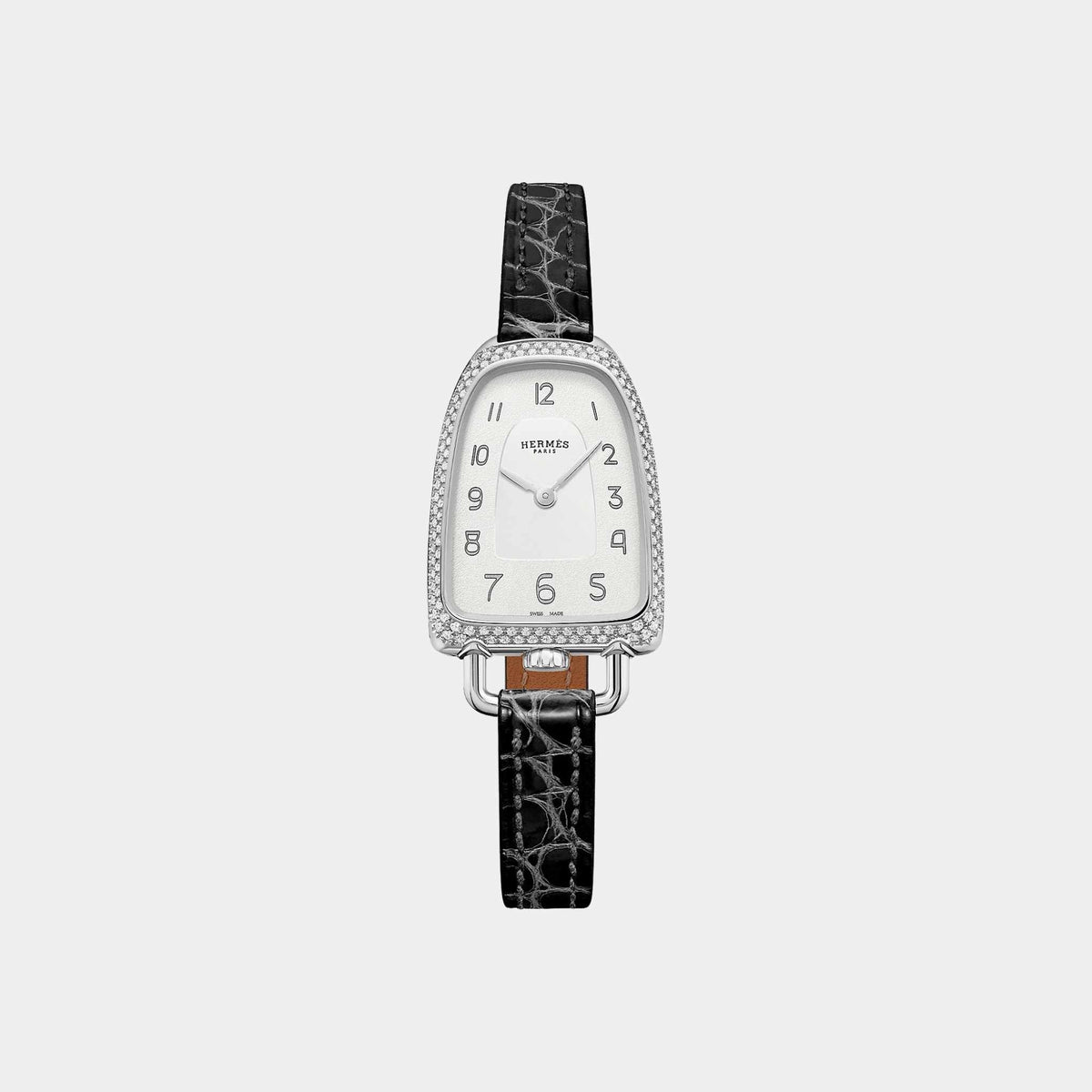 Galop d'Hermes 32 mm Set-In Steel Watch With Alligator Strap