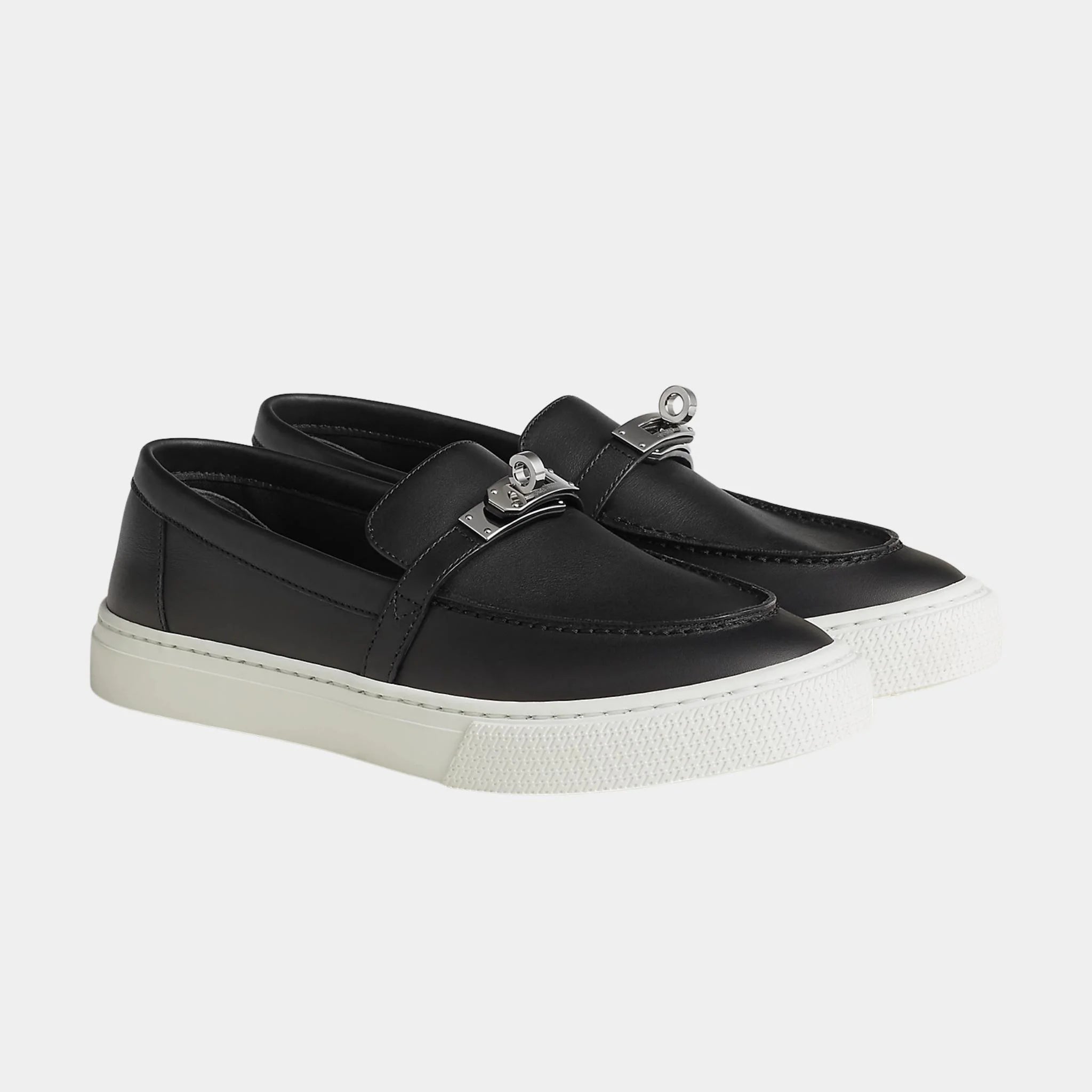 Hermes Game Slip On Sneaker in Calfskin, Noir, Front