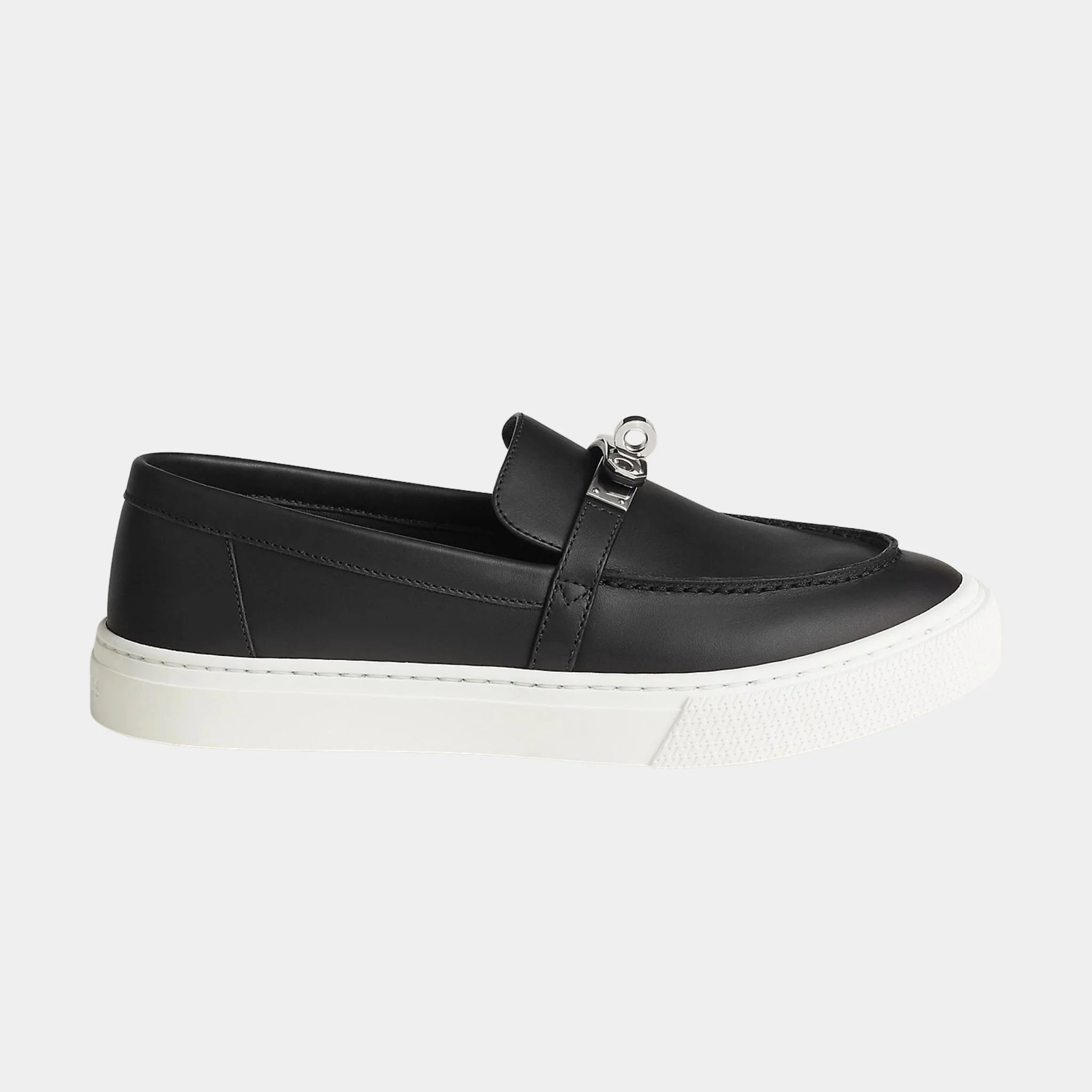 Hermes Game Slip On Sneaker in Calfskin, Noir, Side
