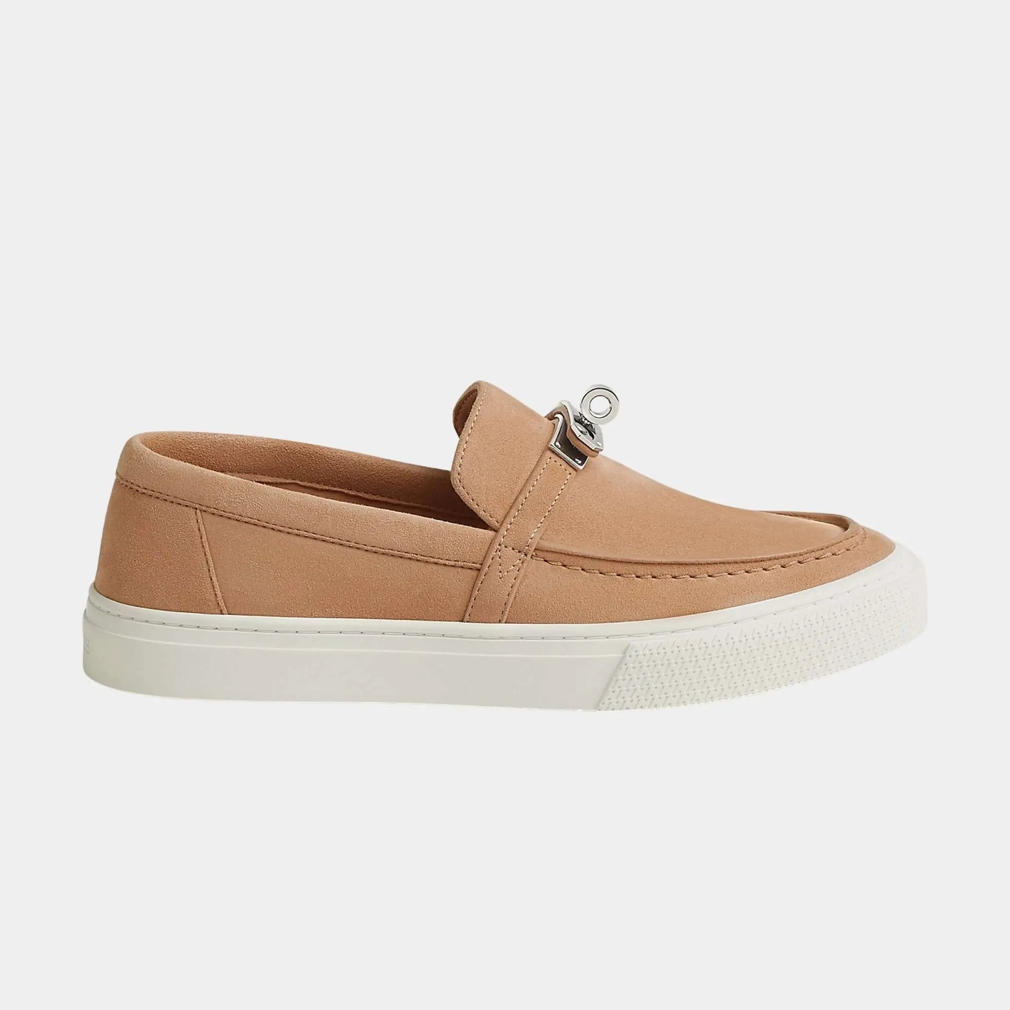 Hermes Game Slip On Sneaker in Suede Goatskin, Beige Perlino, Side