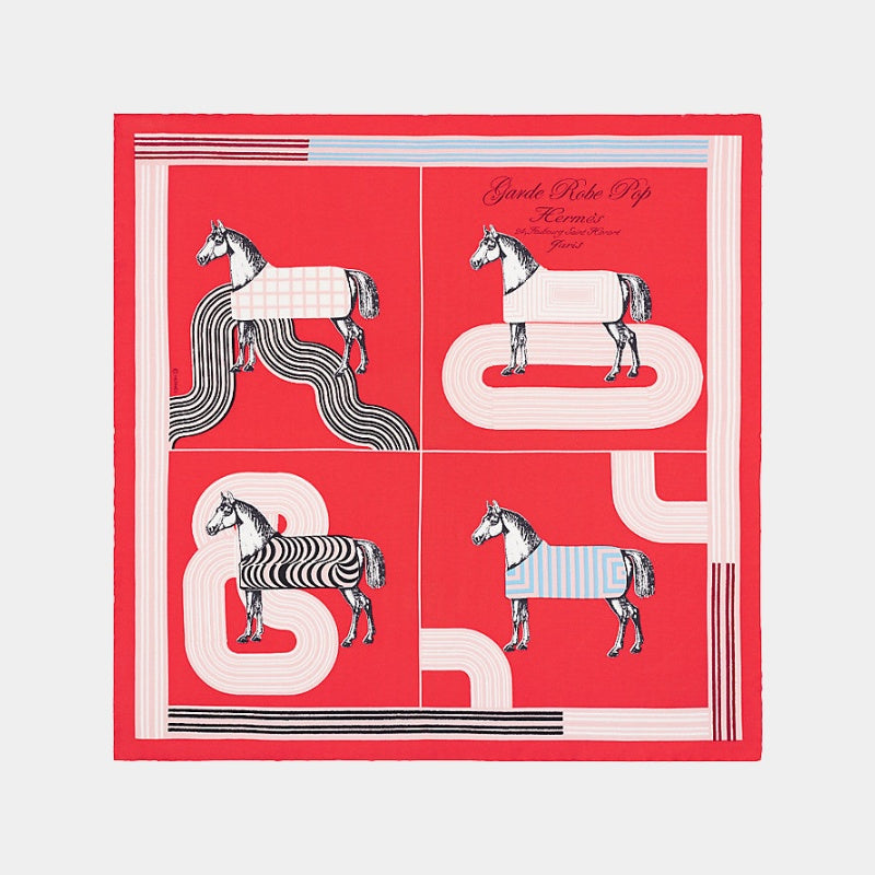 Hermes Garde-Robe Pop Detail scarf 45, Red, Front