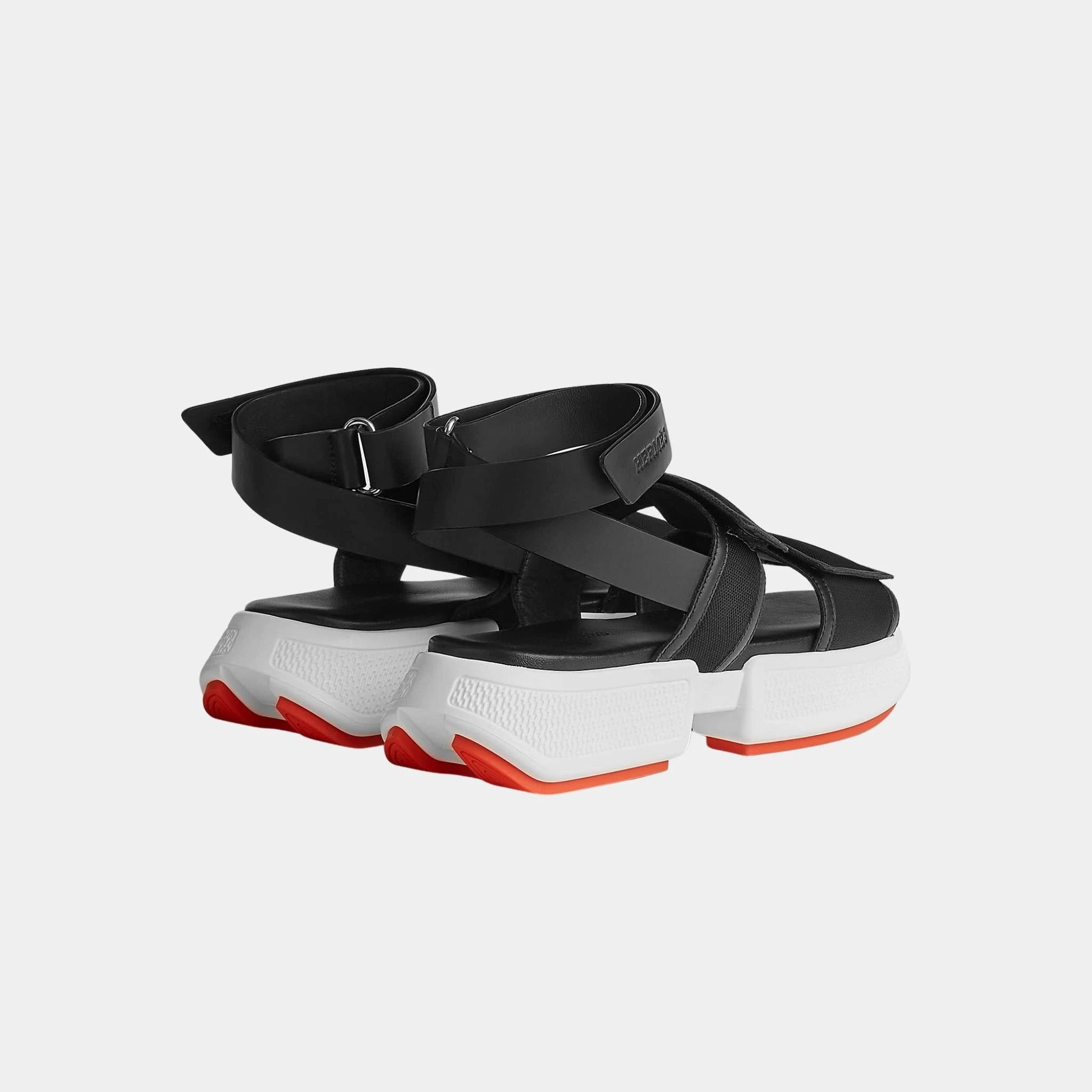 Hermes Geek Sandal Stitched Mesh And Calfskin, Noir, Back