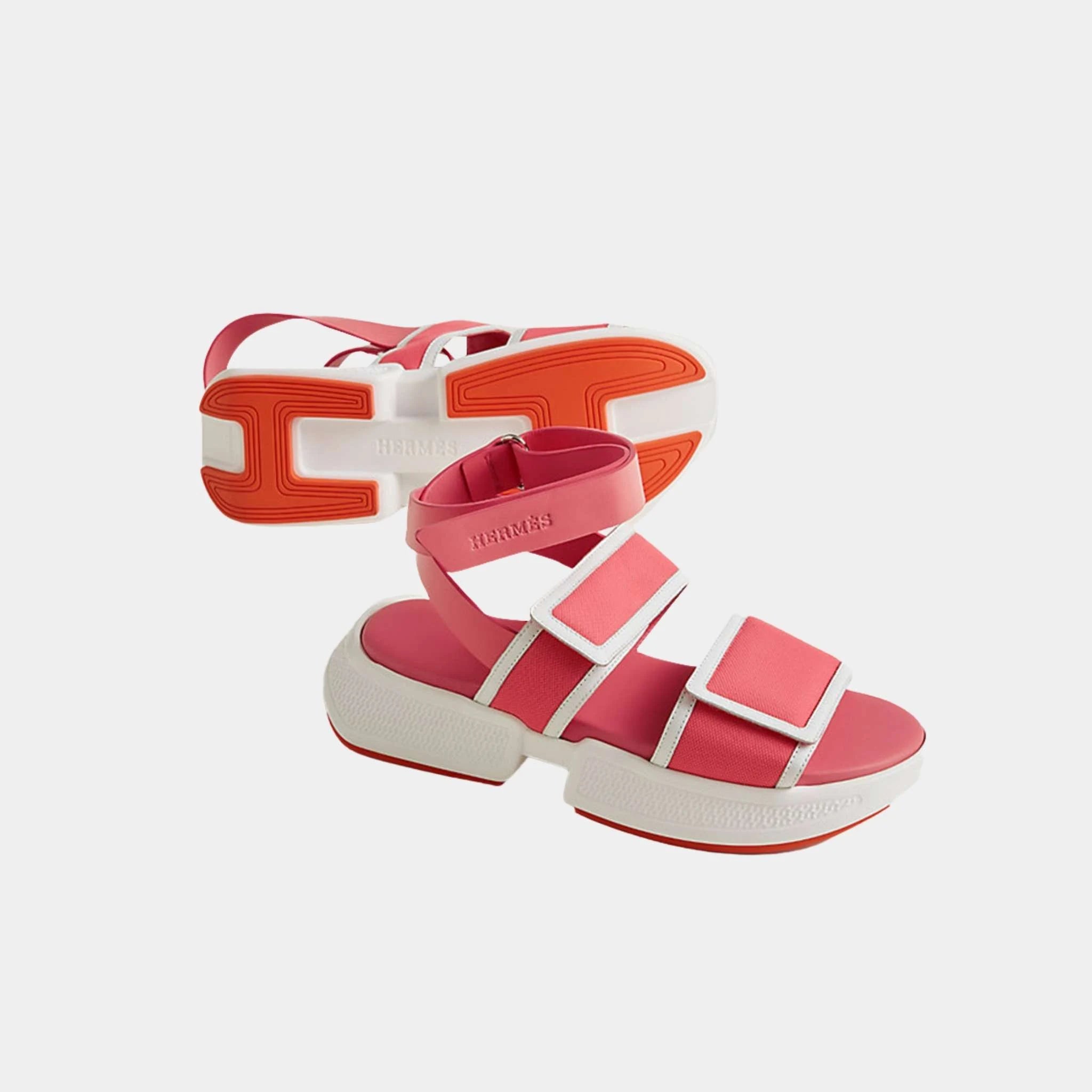 Hermes Geek Sandal Stitched Mesh And Calfskin Rose Du Desert, Sole