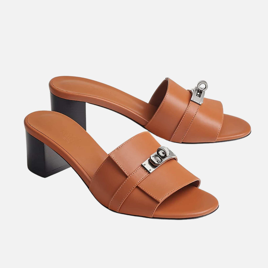 Hermes Gigi 50 Sandals Calfskin, Naturel, Front