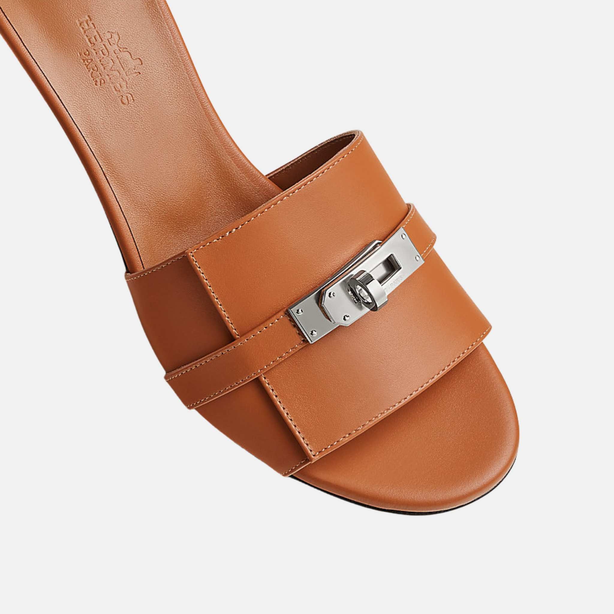 Hermes Gigi 50 Sandals Calfskin, Naturel, Top