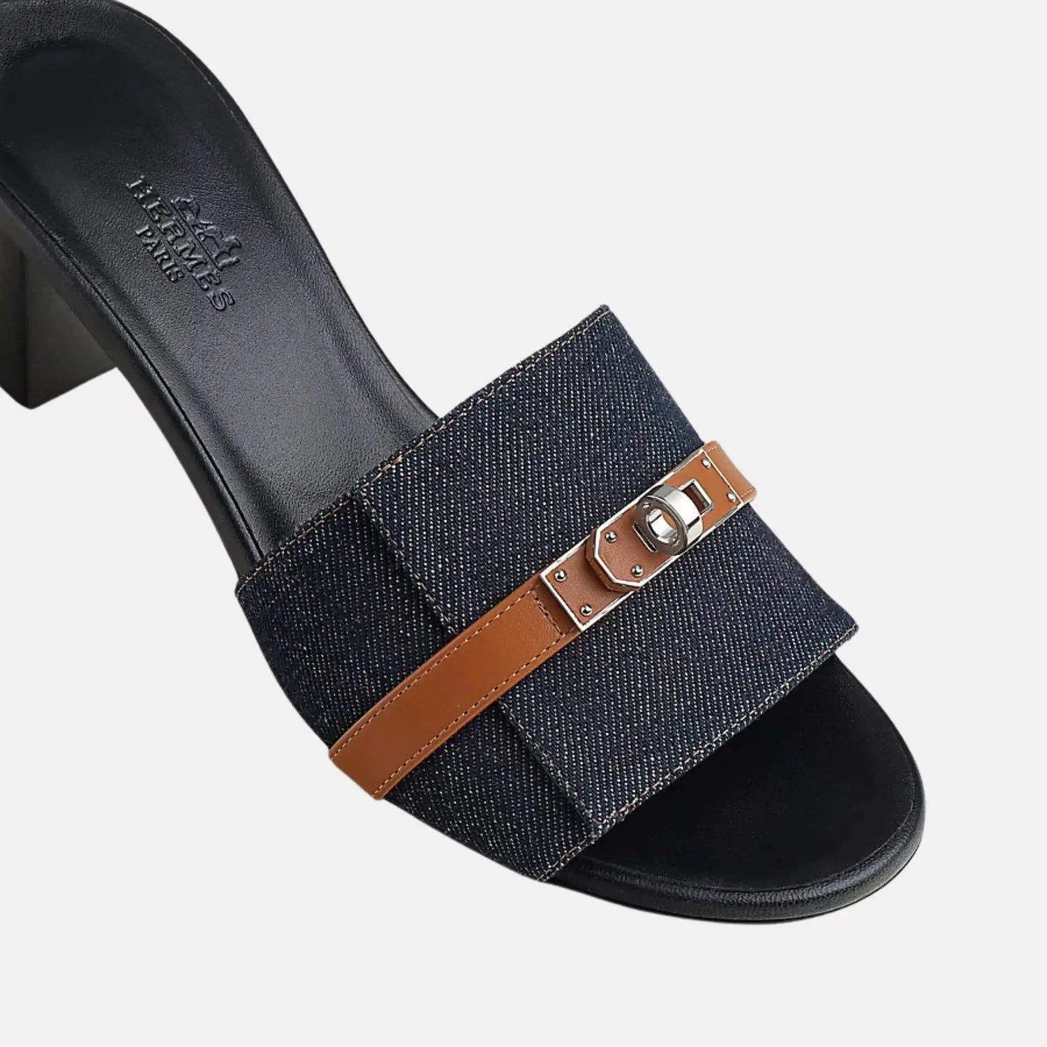 Hermes Gigi 50 Sandals Pink Bubinga, Bleu Brut, Naturel, Top