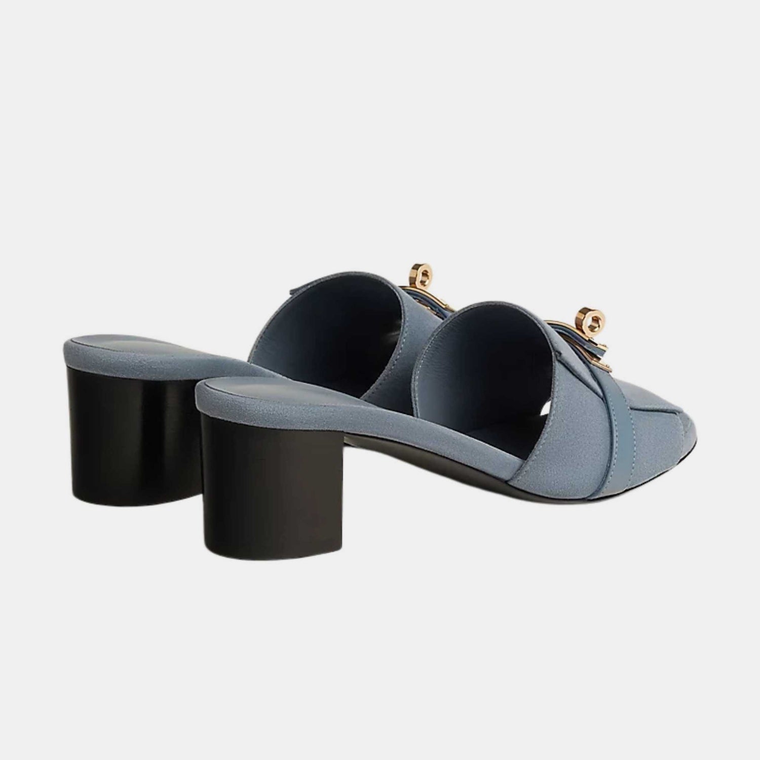 Hermes Gigi 50 Sandals Blue Pomace, Heal and side