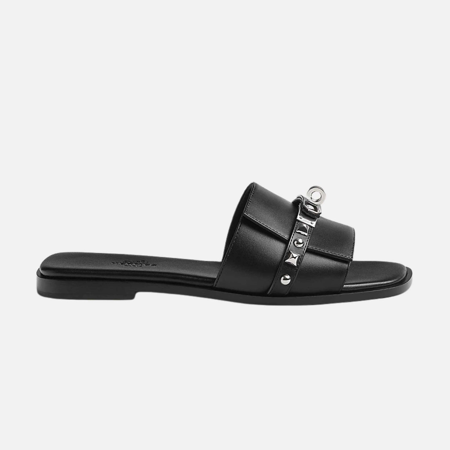 Hermes Giulia Sandal Calfskin And Medor Studs Black, Side