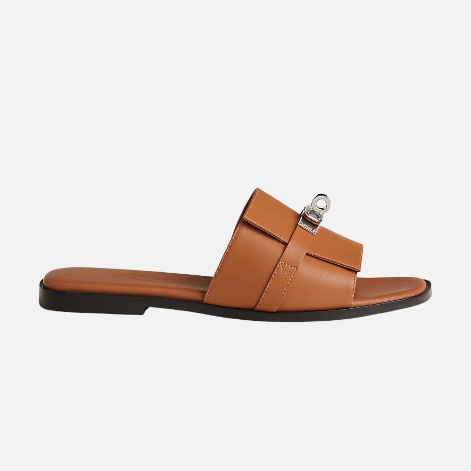 Hermes Giulia Sandal In Calfskin, Naturel, Side