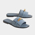 Hermes Giulia Sandals Blue Pomace, front and side