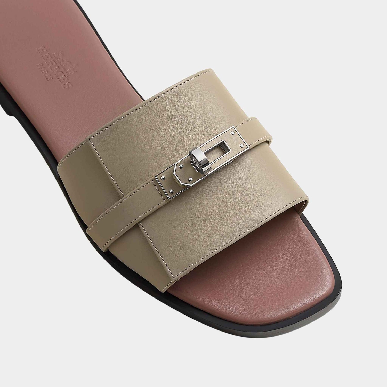 Hermes Giulia Sandals Calfskin, Beige Galet, Top