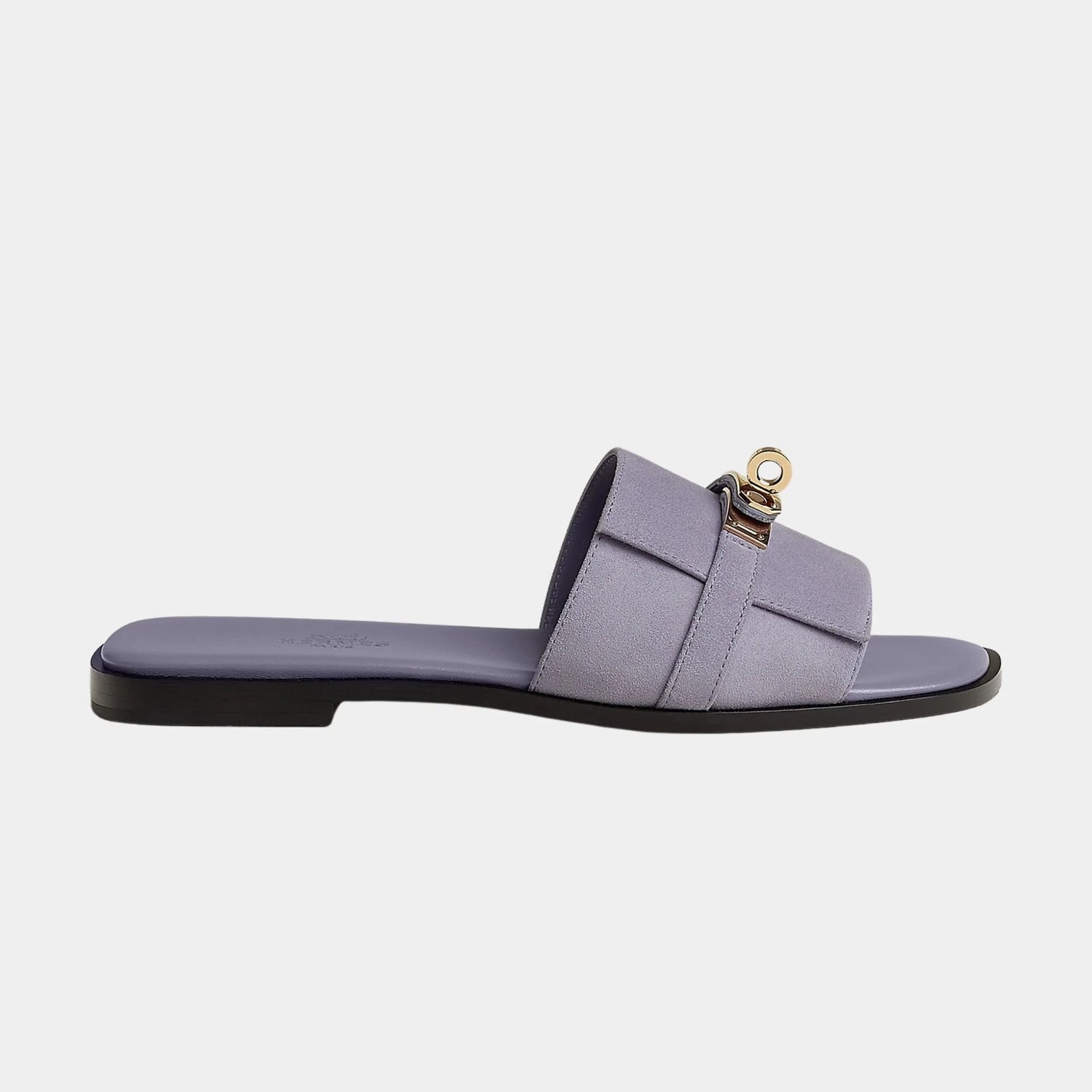 Hermes Giulia Sandals Goat Suede, Violet Glycine, Side