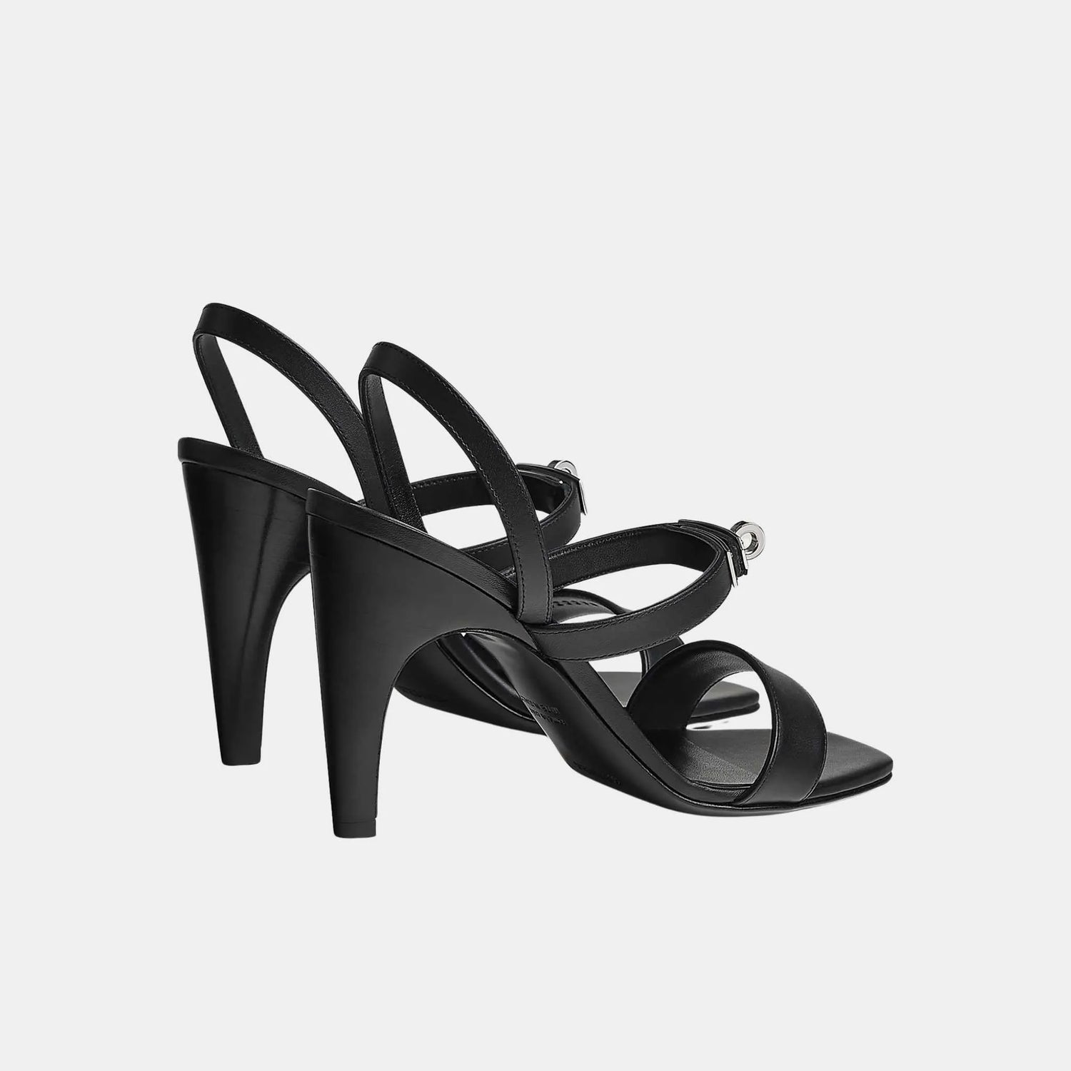 Hermes Glamour 95 Sandal Calfskin, Noir, Back