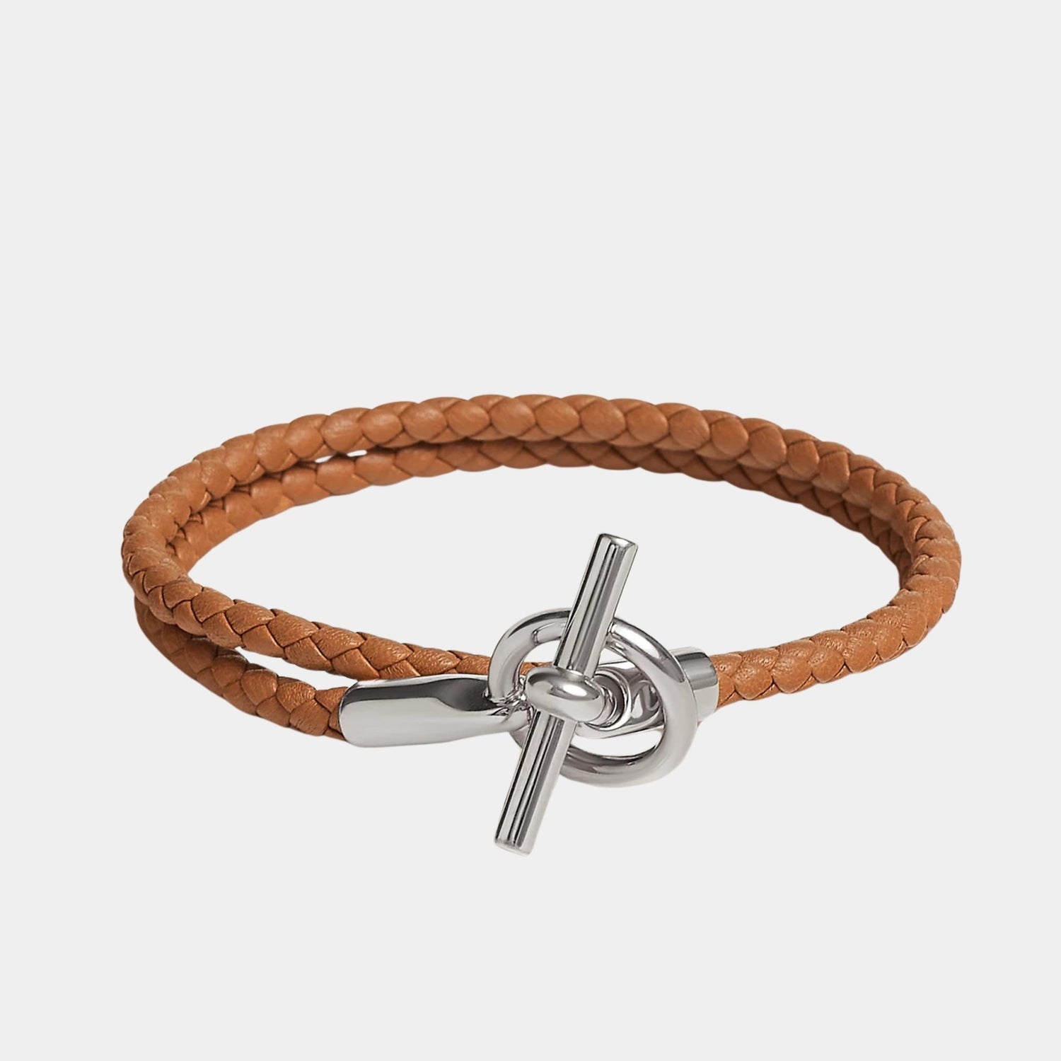 Hermes Glenan Double Tour Bracelet Swift Calfskin Palladium Plated, Gold