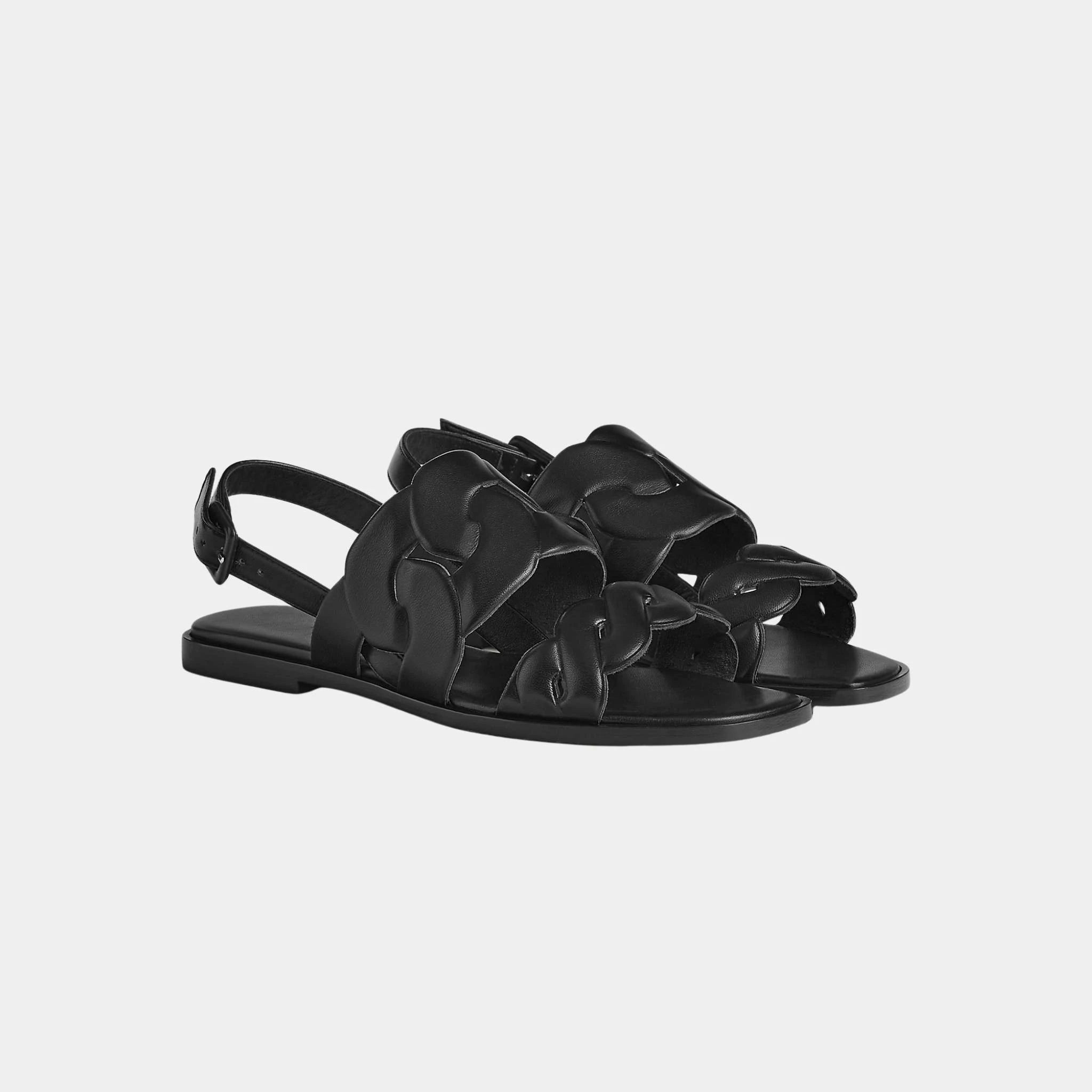 Hermes Grace Sandal Nappa Leather, Noir, Front