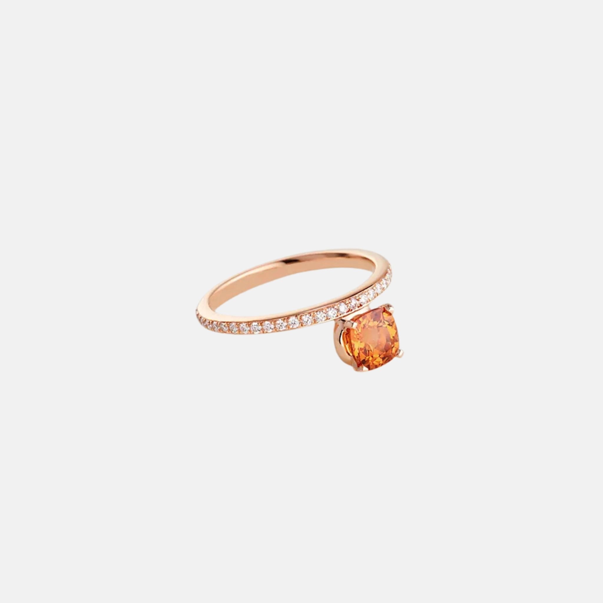 Hermes Grand Jete Solitaire Medium Model Rose Gold Ring Spessartite, Front