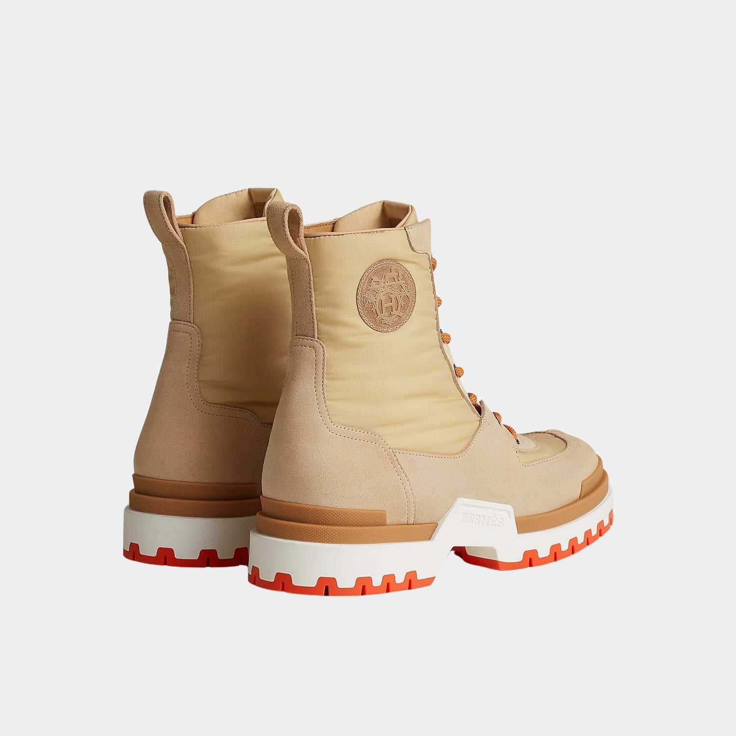 Hermes Grip Ankle Boot in Parachute Ripstop and Suede Calfskin, Back