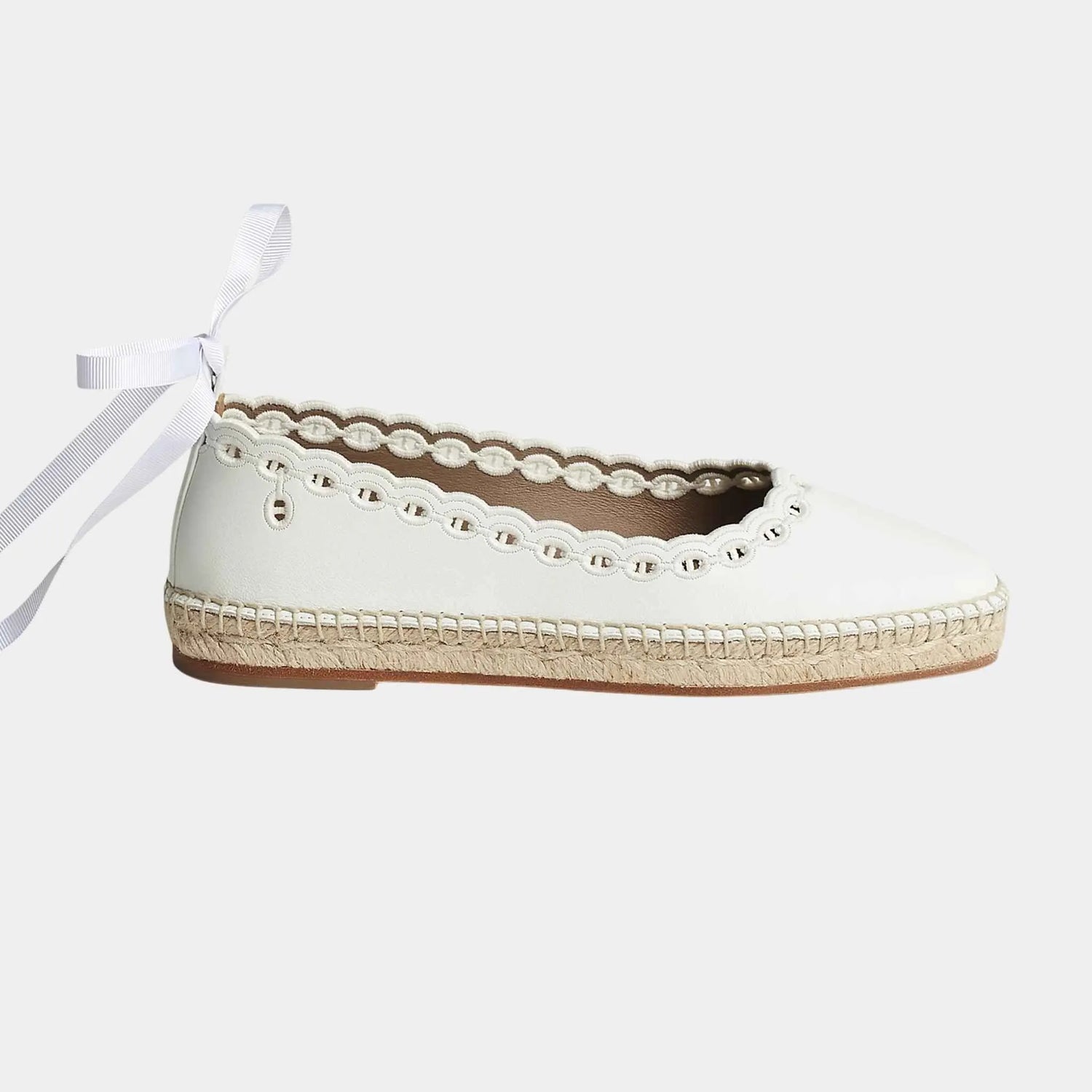 Hermes Guapa Espadrille Calfskin, Blanc, Side