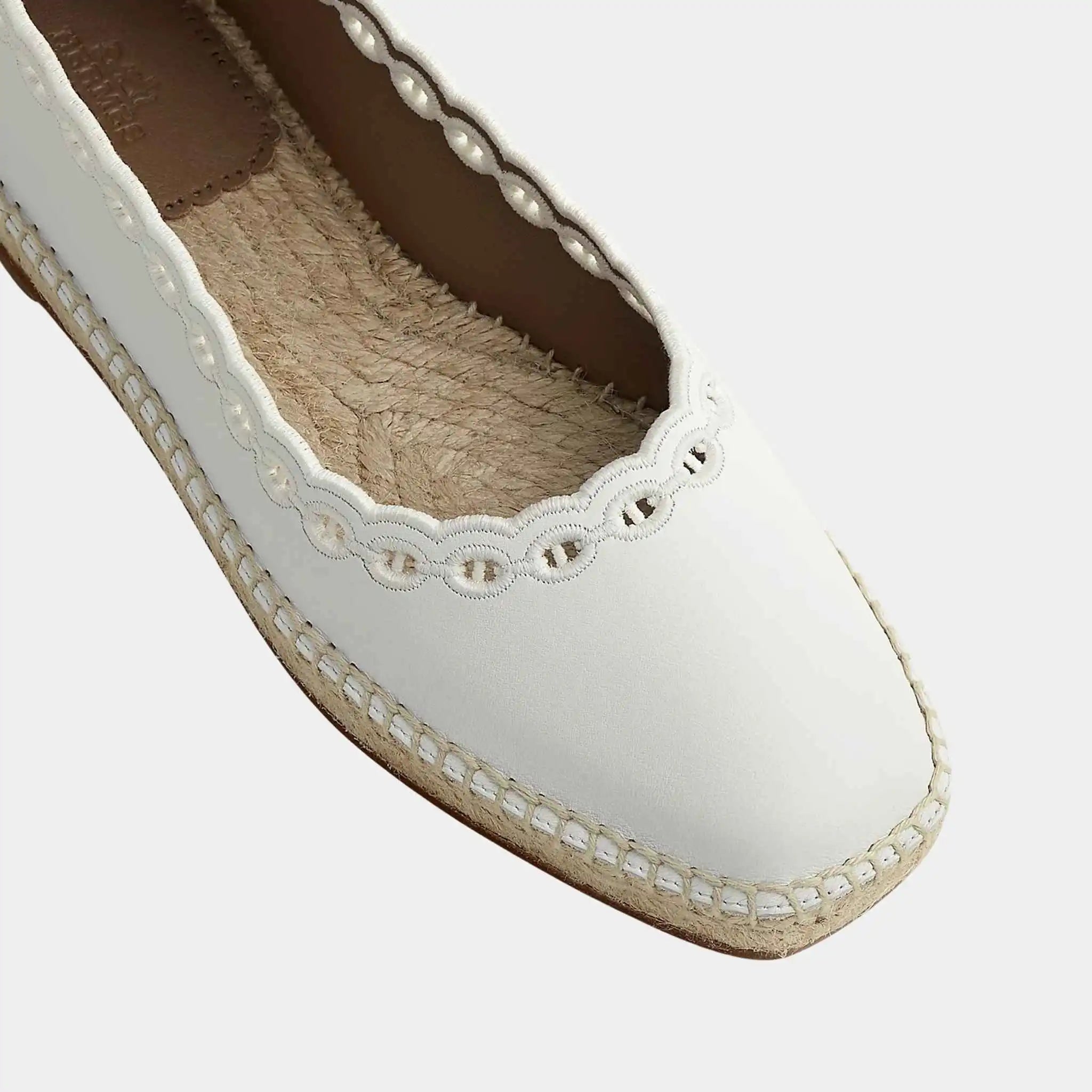 Hermes Guapa Espadrille Calfskin, Blanc, Top