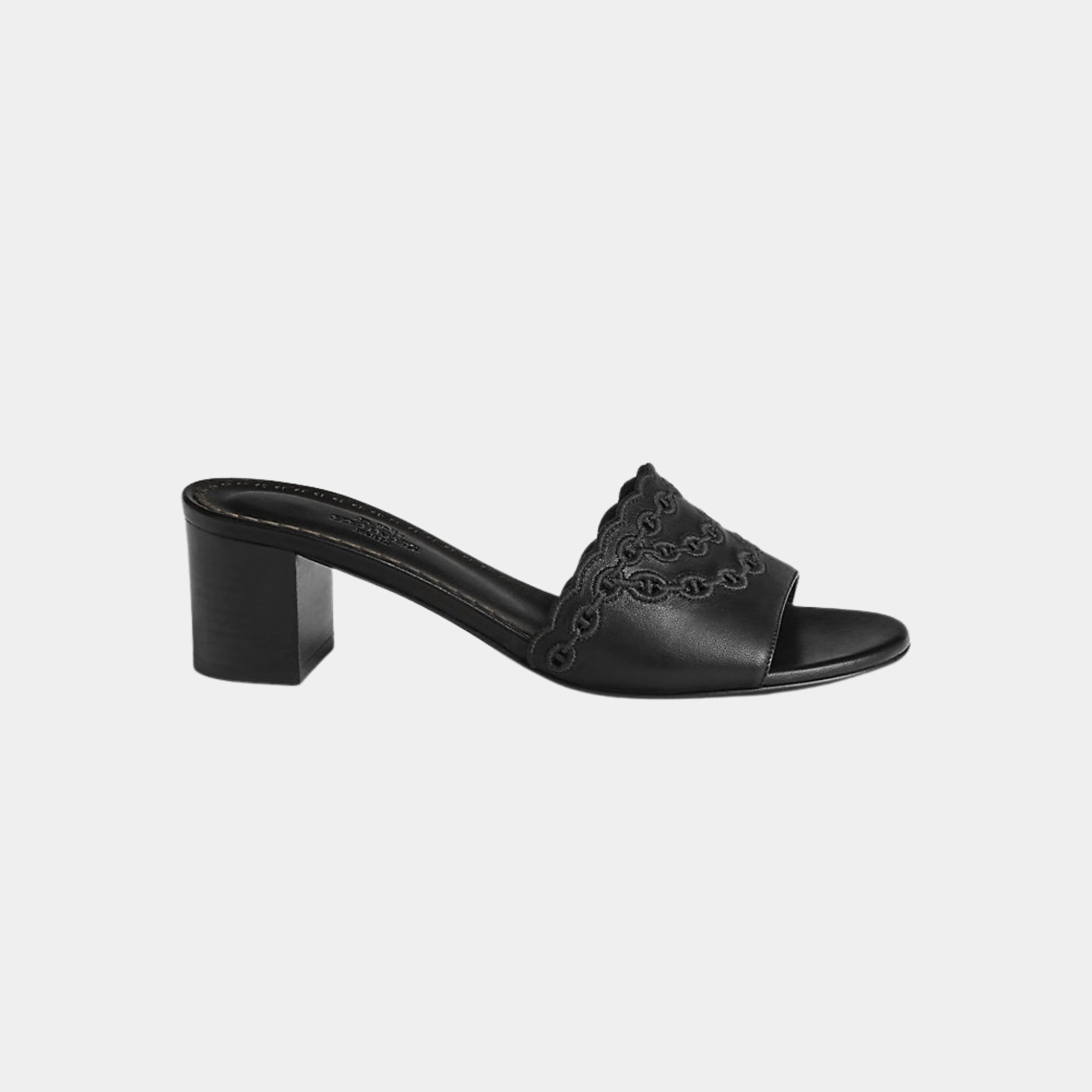 Hermes Gwladys 45 Sandal Nappa Leather, Noir, Side