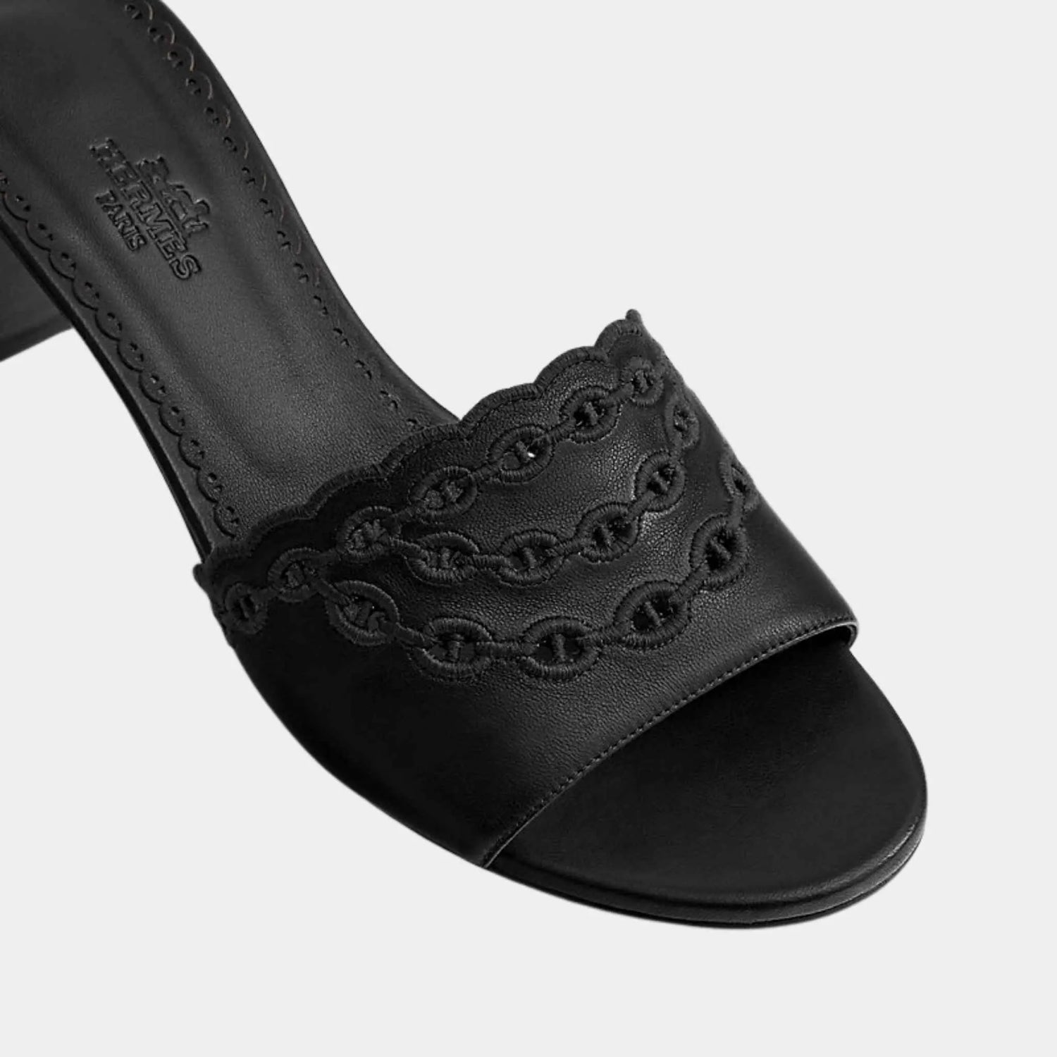 Hermes Gwladys 45 Sandal Nappa Leather, Noir, Top