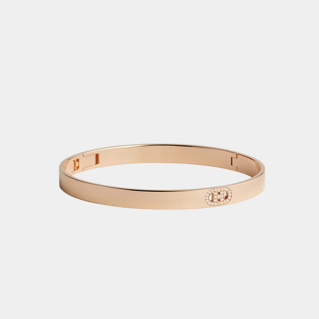 Hermes H Anchor Bracelet Small Model Rose Gold - Diamond, Front